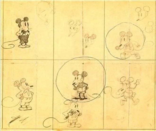 Ранние эскизы Микки Мауса от Уолта Диснея