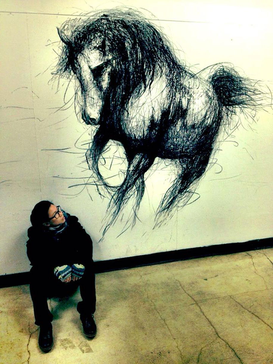 These Dark 3D Drawings Pop Out Of Paper As Life-Sized Animals