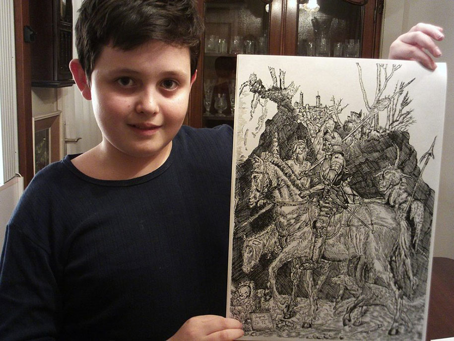 Одиннадцатилетний художник-вундеркинд рисует фантастические картины