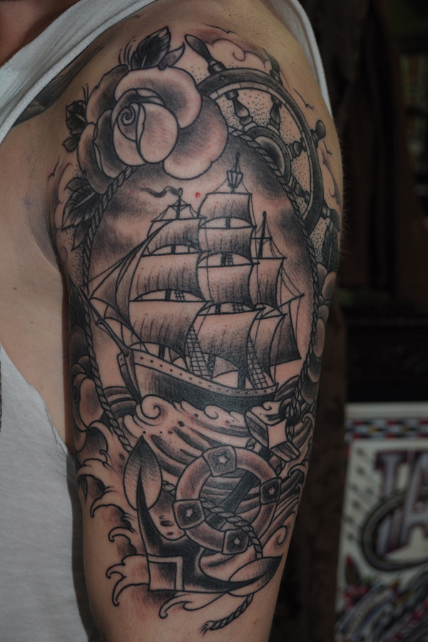 Татуировки кораблей - 40 идей тату