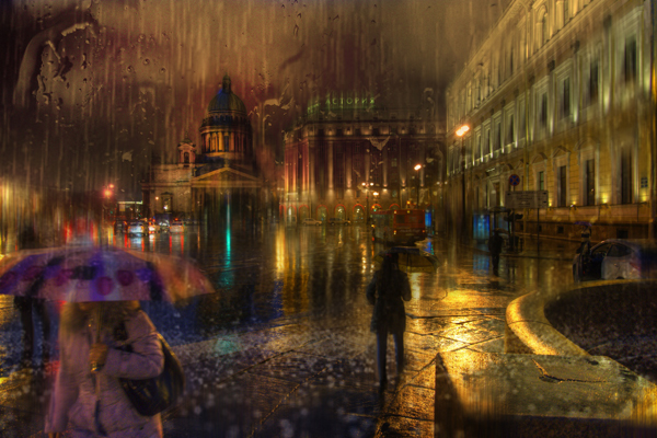 Дождливые городские пейзажи в картинных фотографиях Эдуарда Гордеева