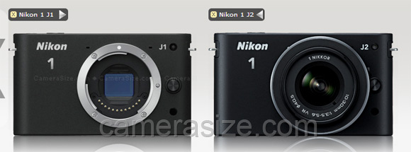 Nikon 1 j1 vs j2 size comparison