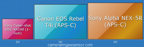 1-inch vs APS-C sensor size comparison