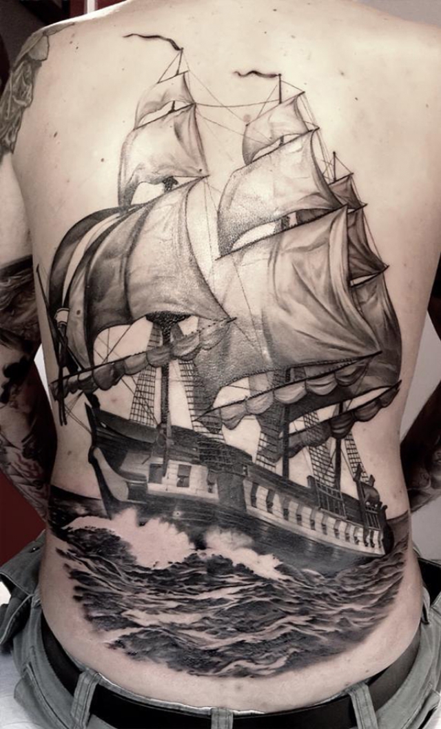 Татуировки кораблей - 40 фотографий