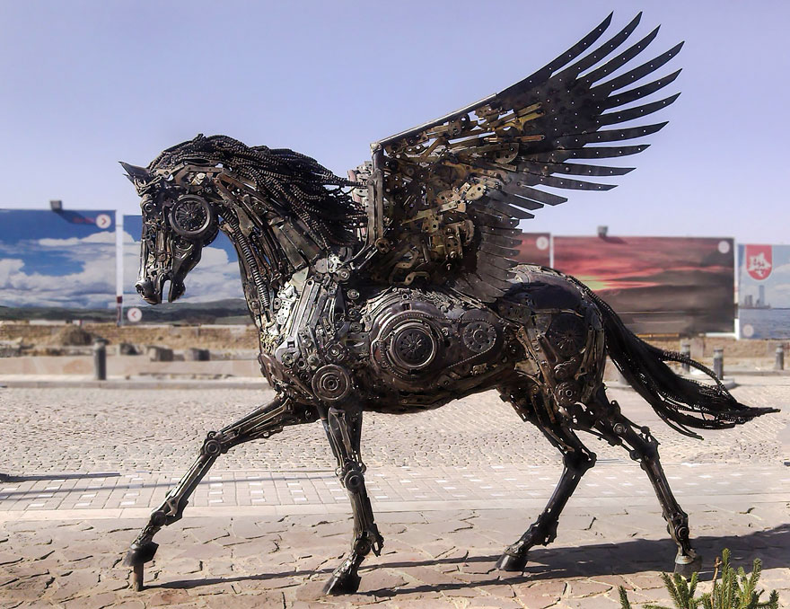 Скульптуры животных из металлолома в стиле стимпанк Хасана Новрози-1