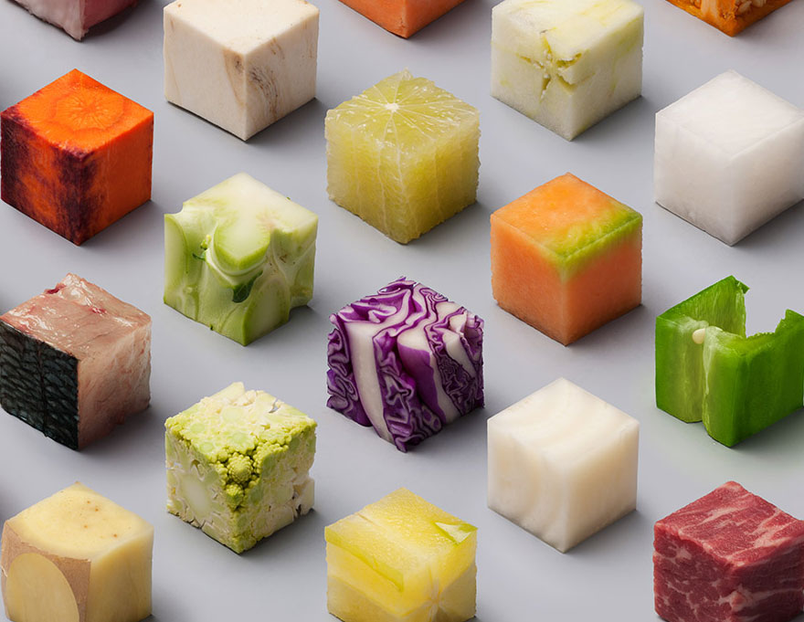 Художники нарезали еду на 98 совершенных кубов, чтобы вызвать аппетит у перфекционистов-6