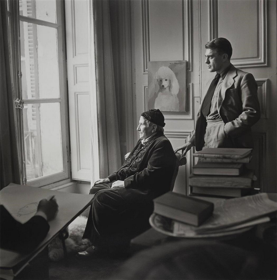 Carl Erickson drawing Gertrude Stein and Horst Paris  1946