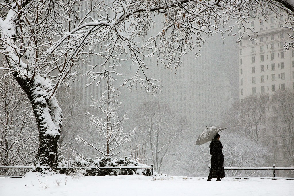 Леди и снег, Нью-Йорк, 2015. Автор Кристоф Жакро