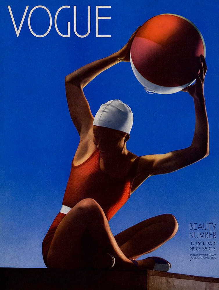 Винтажная обложка журнала Vogue с изображением женщины, 1932 г. Фотограф Эдвард Стайхен