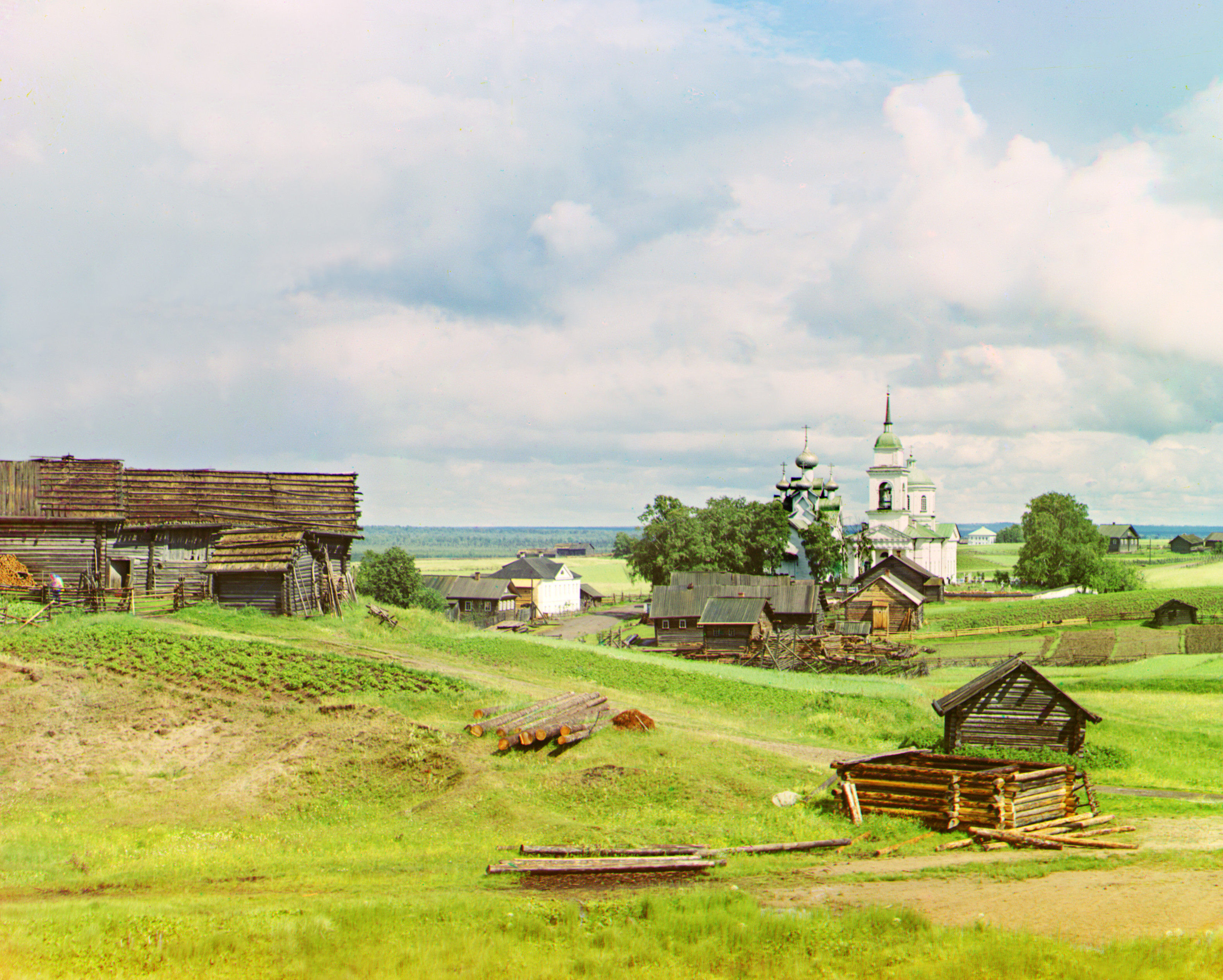 Деревня Палтога. Российская империя, 1909, фотограф Сергей Прокудин-Горский