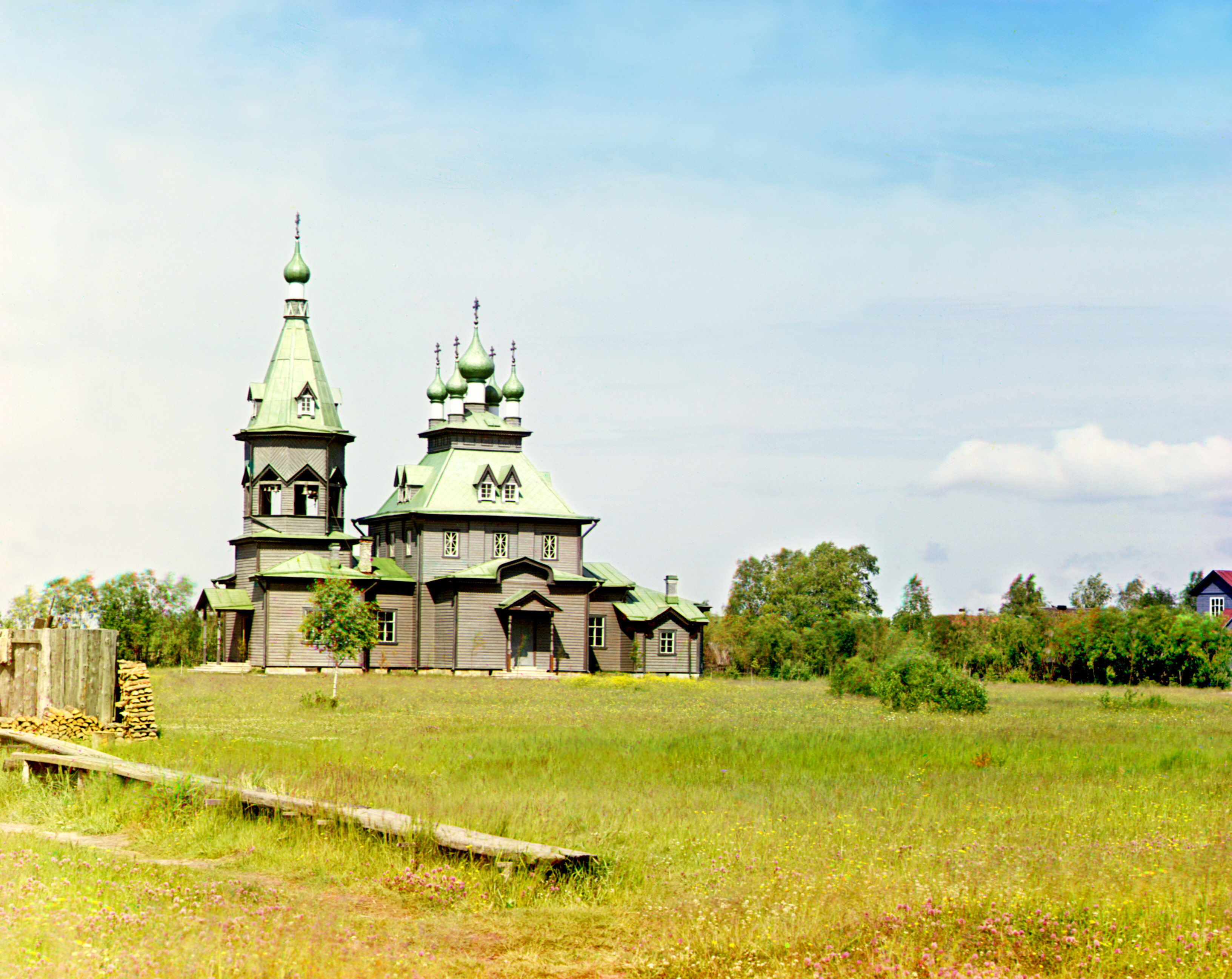 Никольская ул. Николая Церковь в Лаврово (), Шлиссельбургского уезда, Санкт-Петербургской губернии, Российская империя, 1909, фотограф Сергей Прокудин-Горский