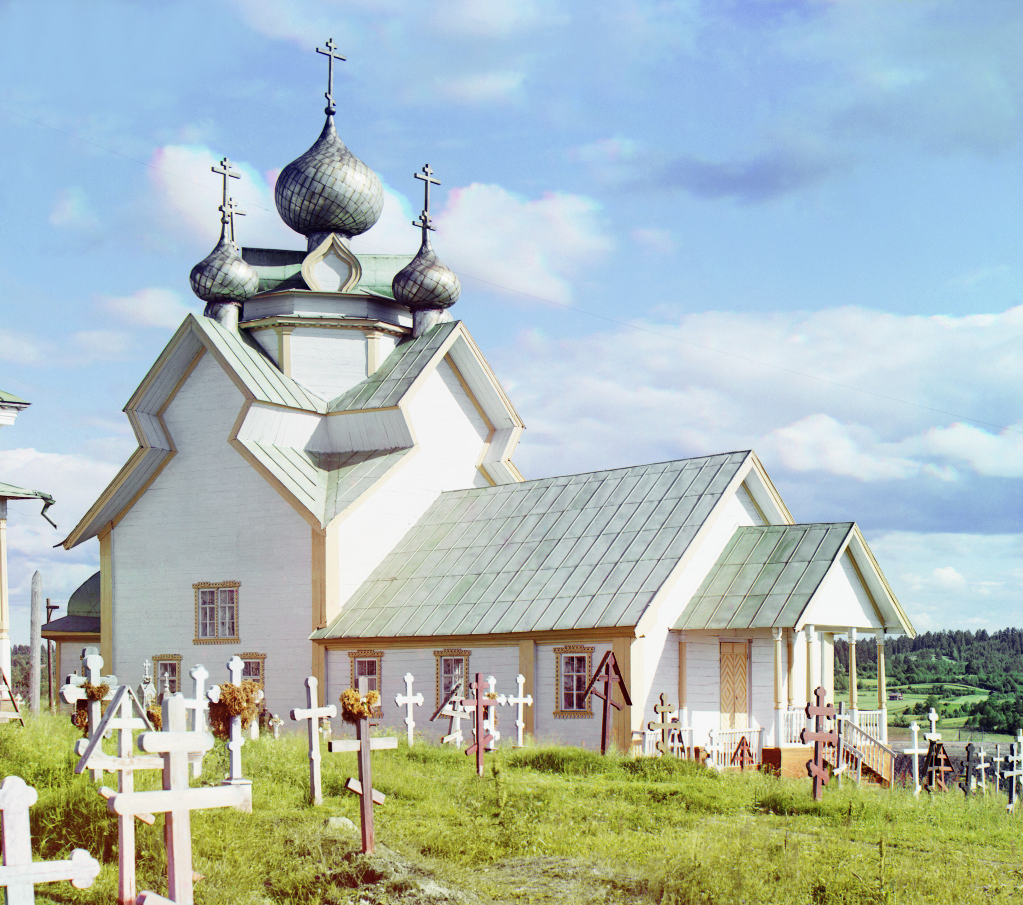 Церковь Успения Богородицы в Девятинах (200 лет). Российская империя, 1909, фотограф Сергей Прокудин-Горский