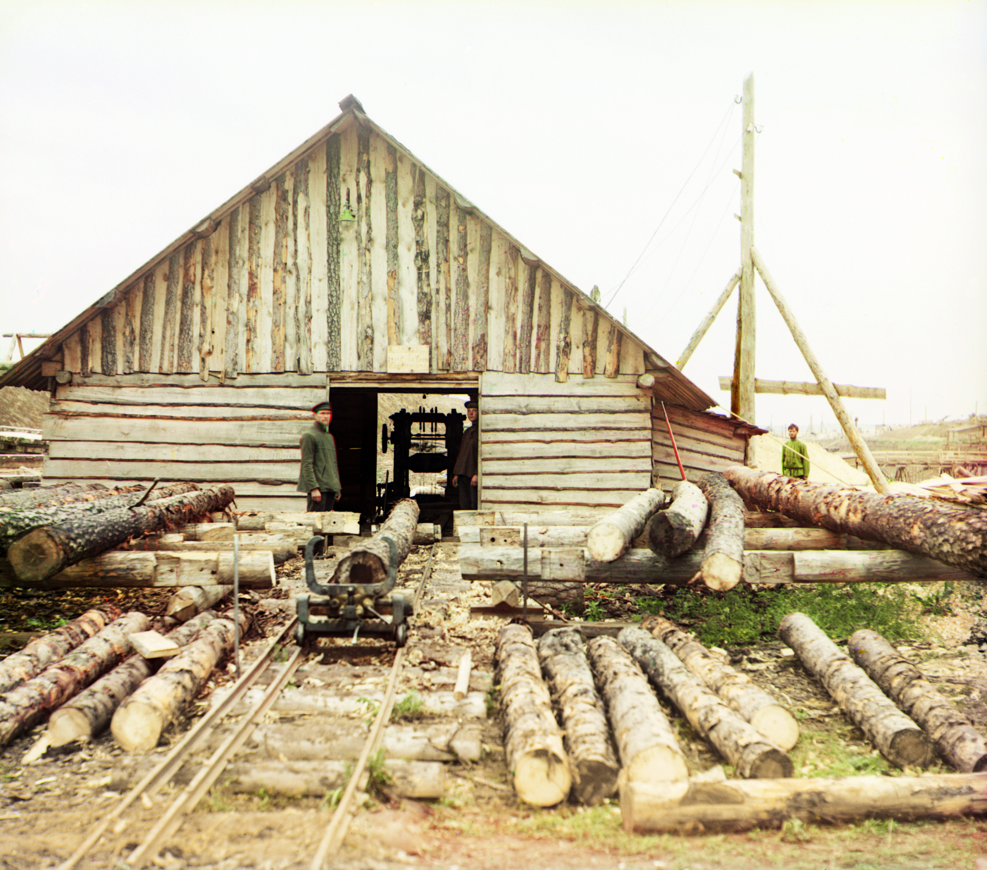 Лесопилка. река Ока, 1912 г., фотограф Сергей Прокудин-Горский