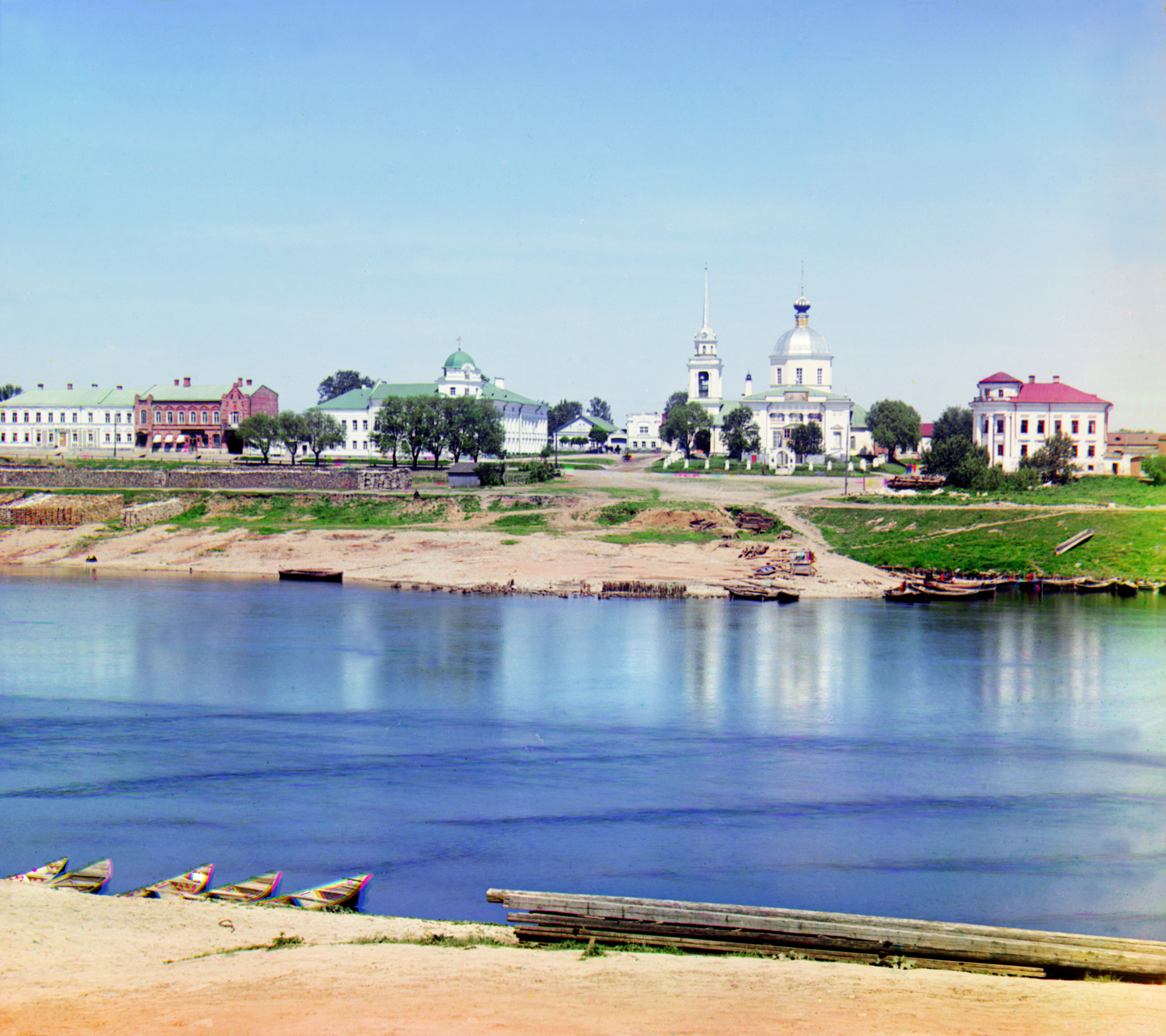 Центр Твери. Видна церковь Воскресения (Трех Исповедников), 1910, фотограф Сергей Прокудин-Горский