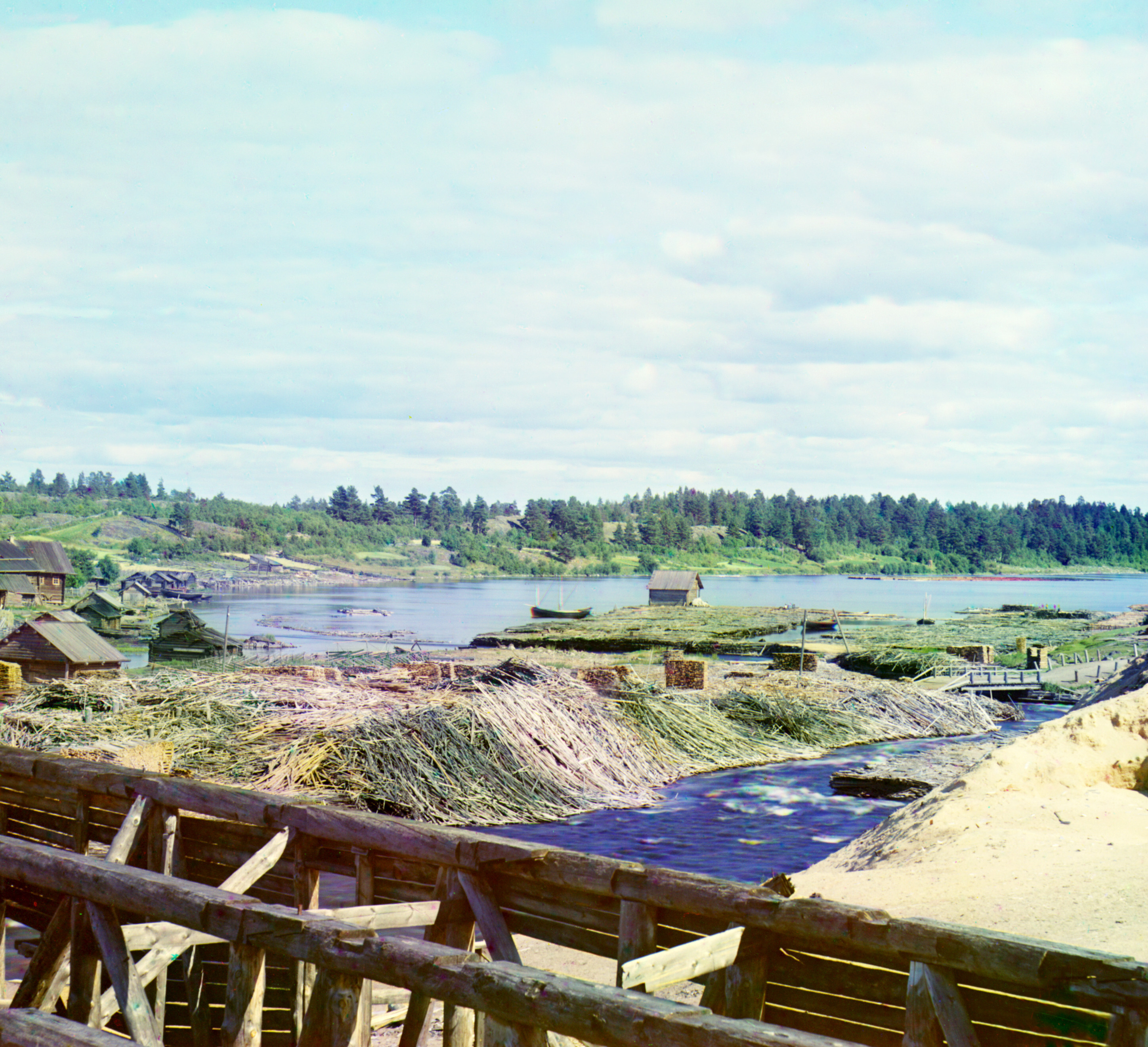 Железнодорожный мост у поселка Пергуба, 1915, фотограф Сергей Прокудин-Горский