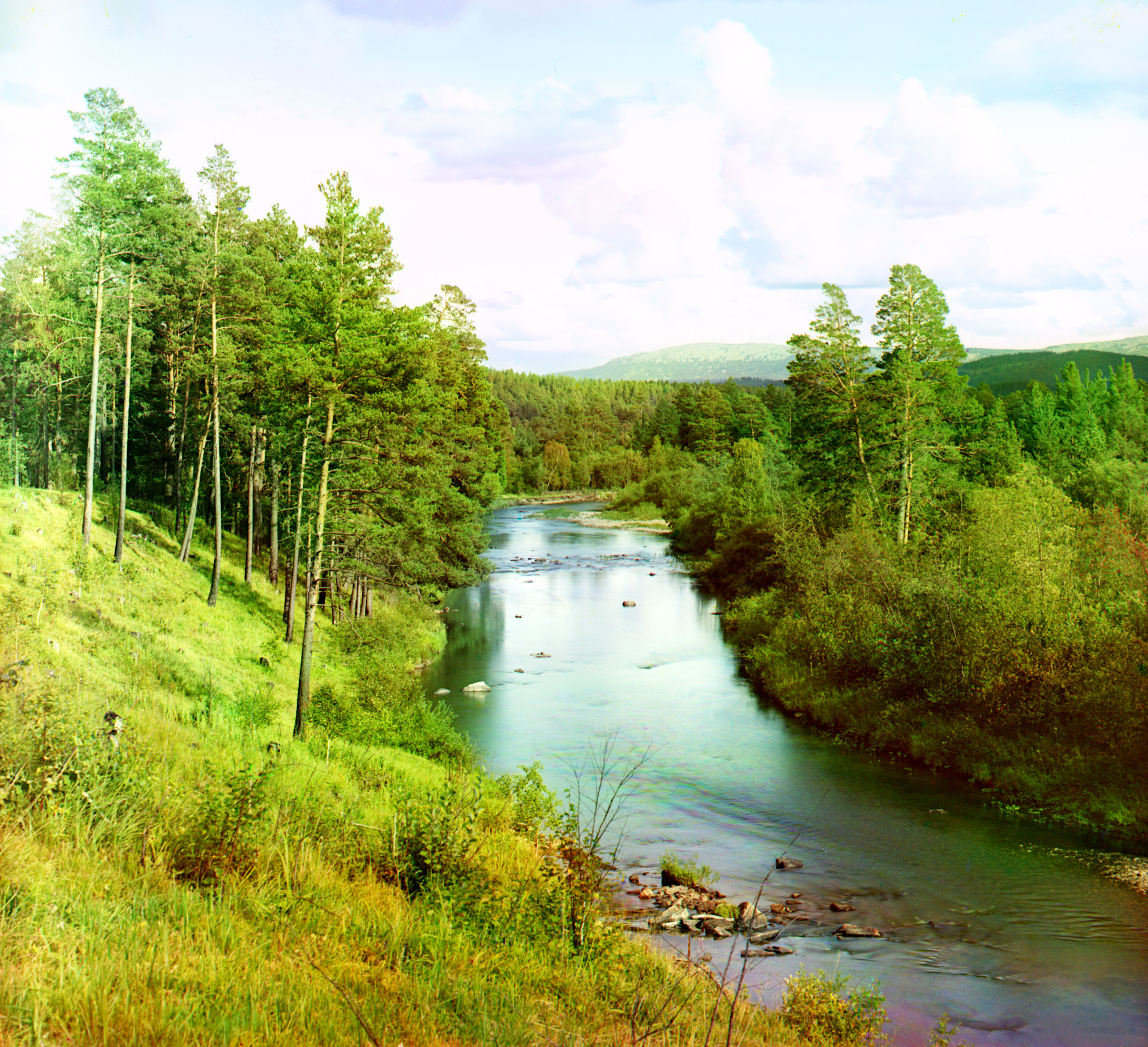 Река Сатка, 1910, фотограф Сергей Прокудин-Горский