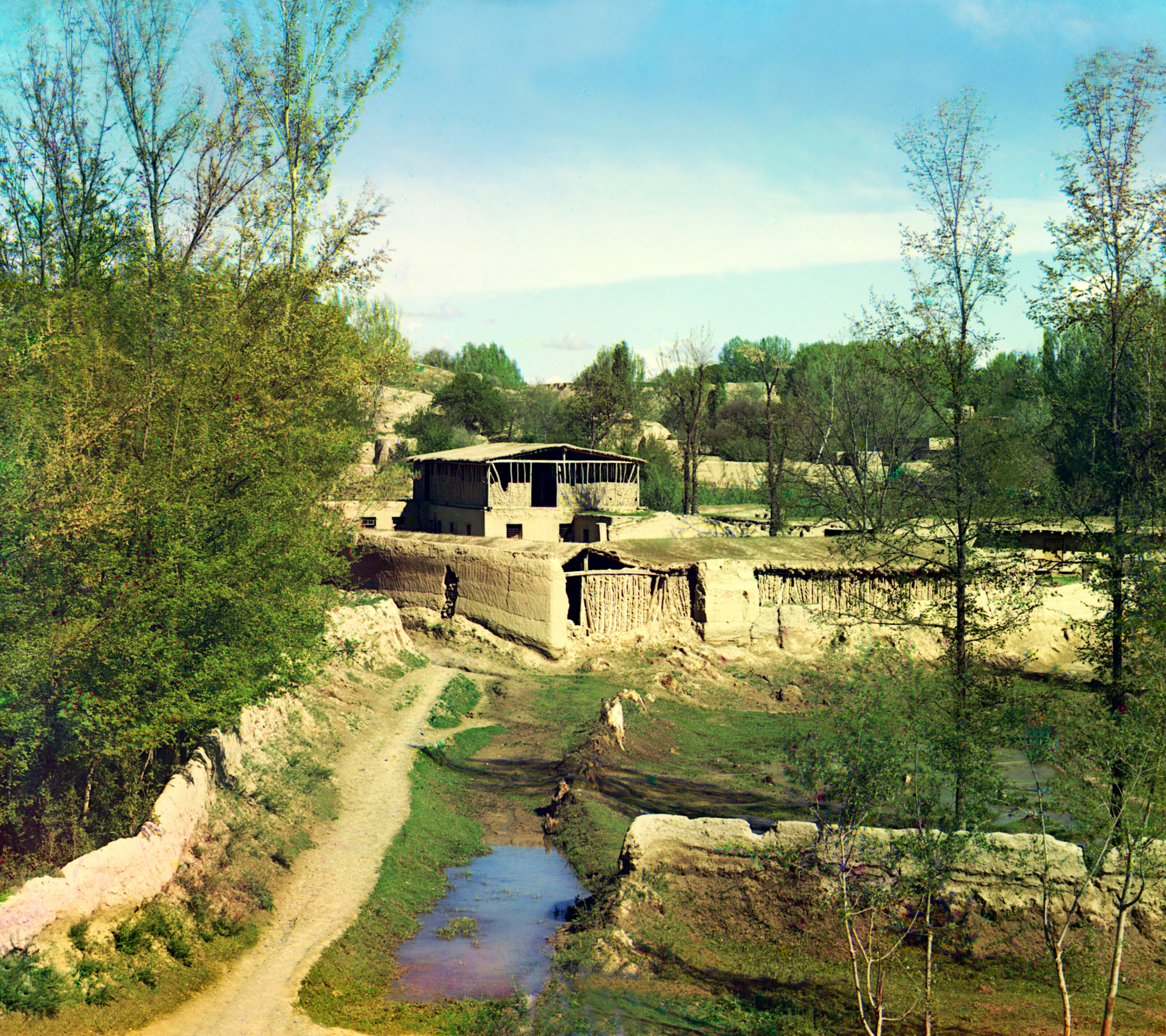 По дороге из Чапан-Аты в Самарканд (село), 1905-1915, фотограф Сергей Прокудин-Горский