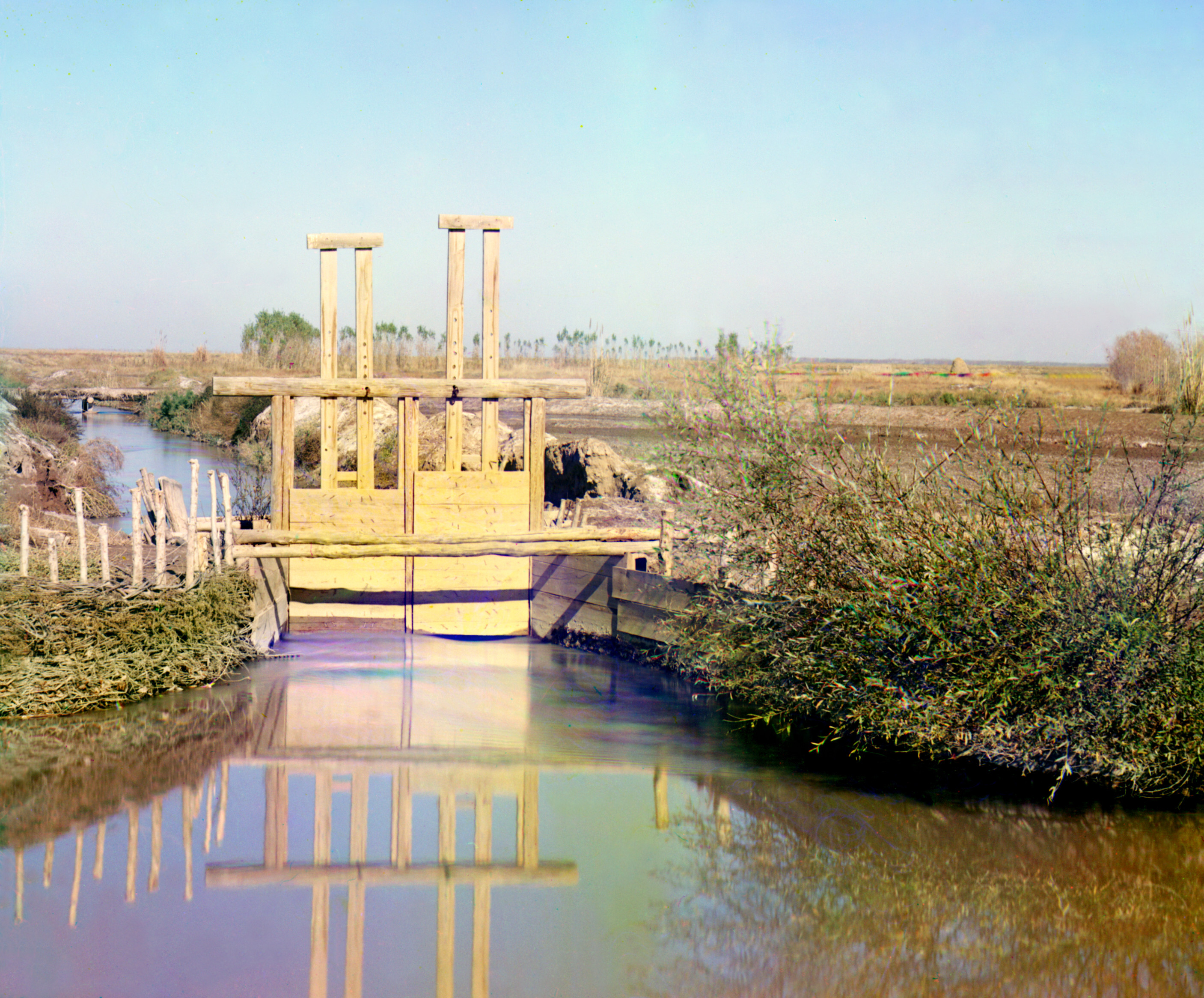 Главный шлюз Царевнинского водохранилища. Голодная степь, 1905-1915, фотограф Сергей Прокудин-Горский