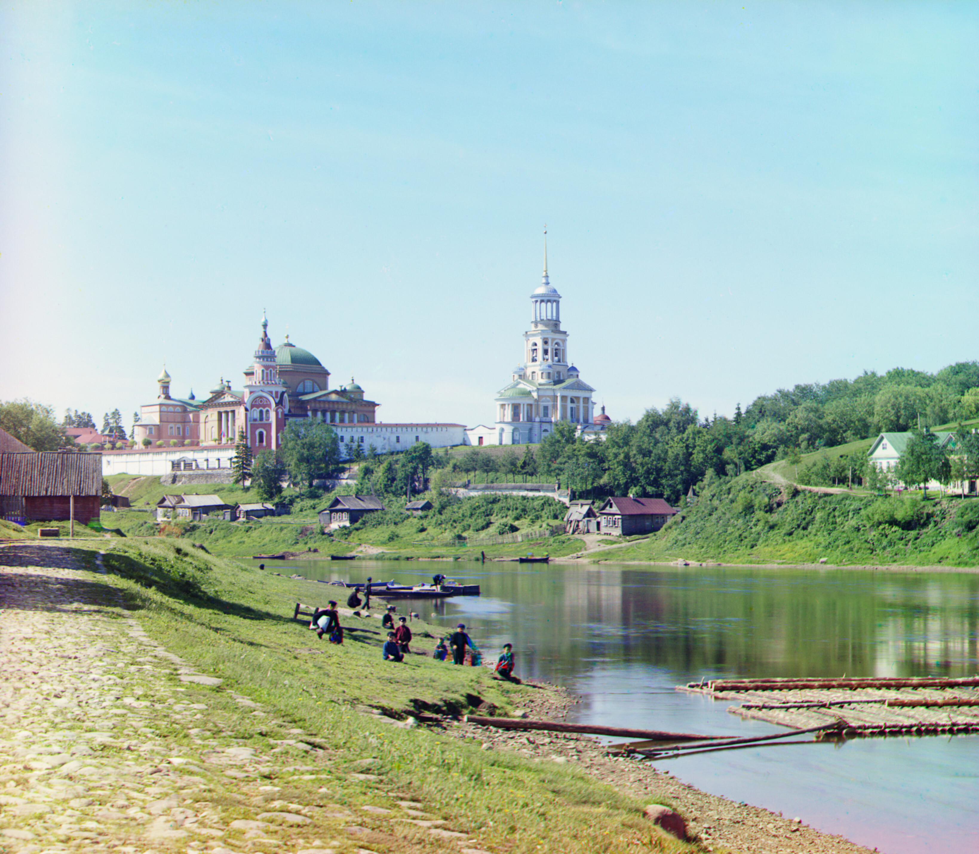 Борисо-Глебский монастырь, вид с моста. Торжок, 1910, фотограф Сергей Прокудин-Горский