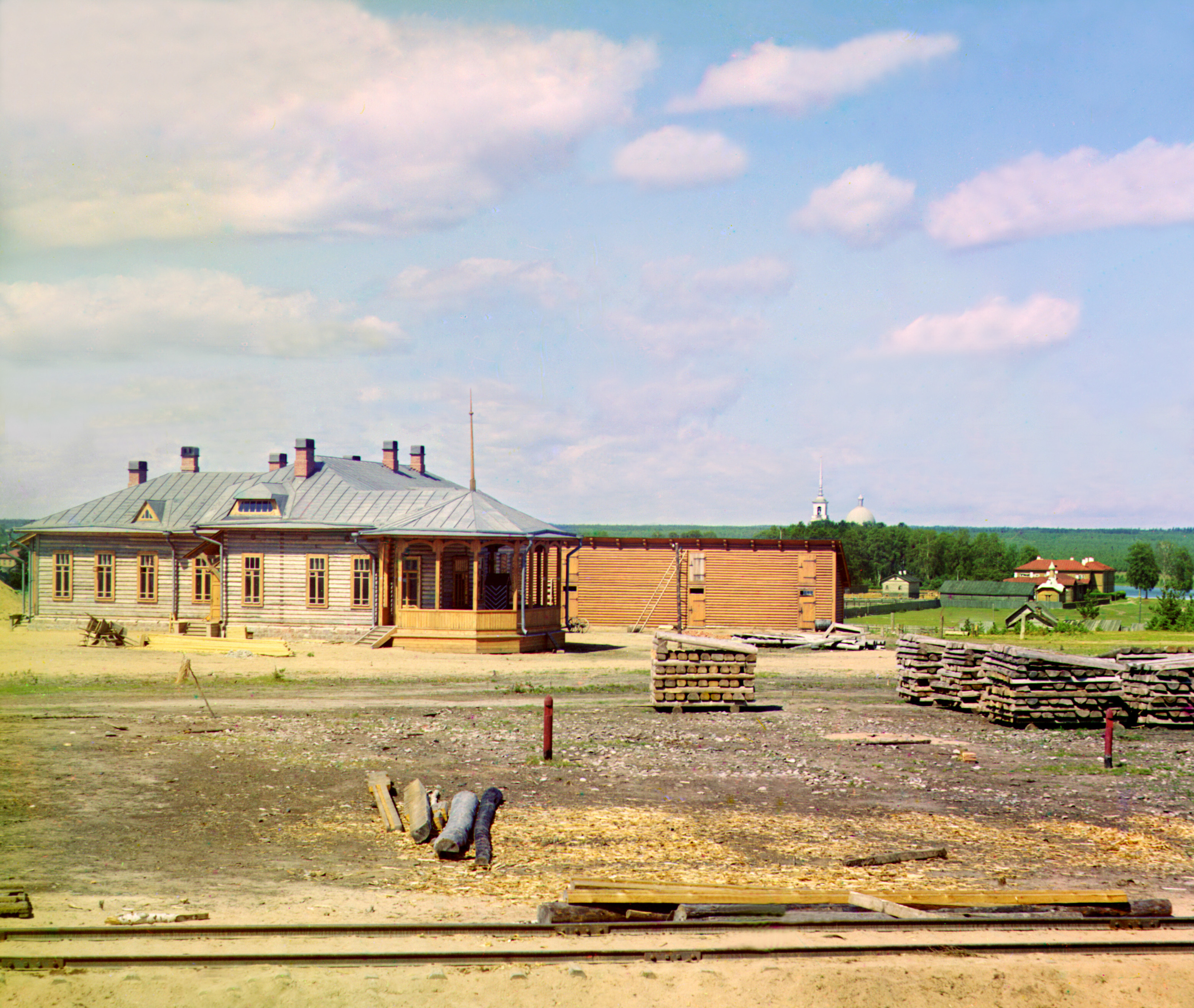 Станция Лодейное Поле Олонецкой железной дороги, 1915, фотограф Сергей Прокудин-Горский