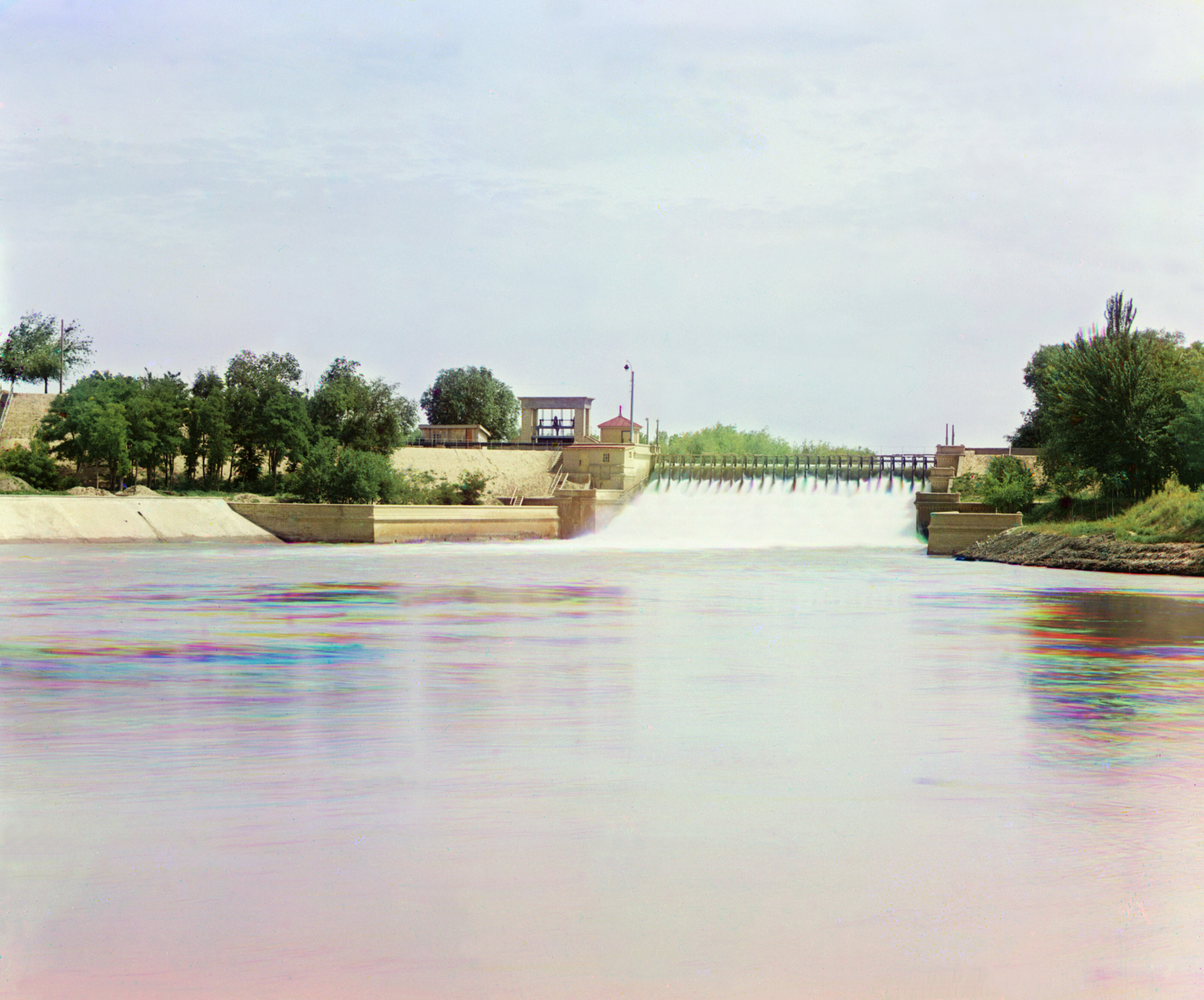 Шлюзы на плотине, 1905-1915, фотограф Сергей Прокудин-Горский