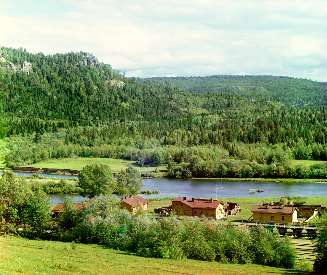 Станция Миньяр, река Сим, 1910, фотограф Сергей Прокудин-Горский