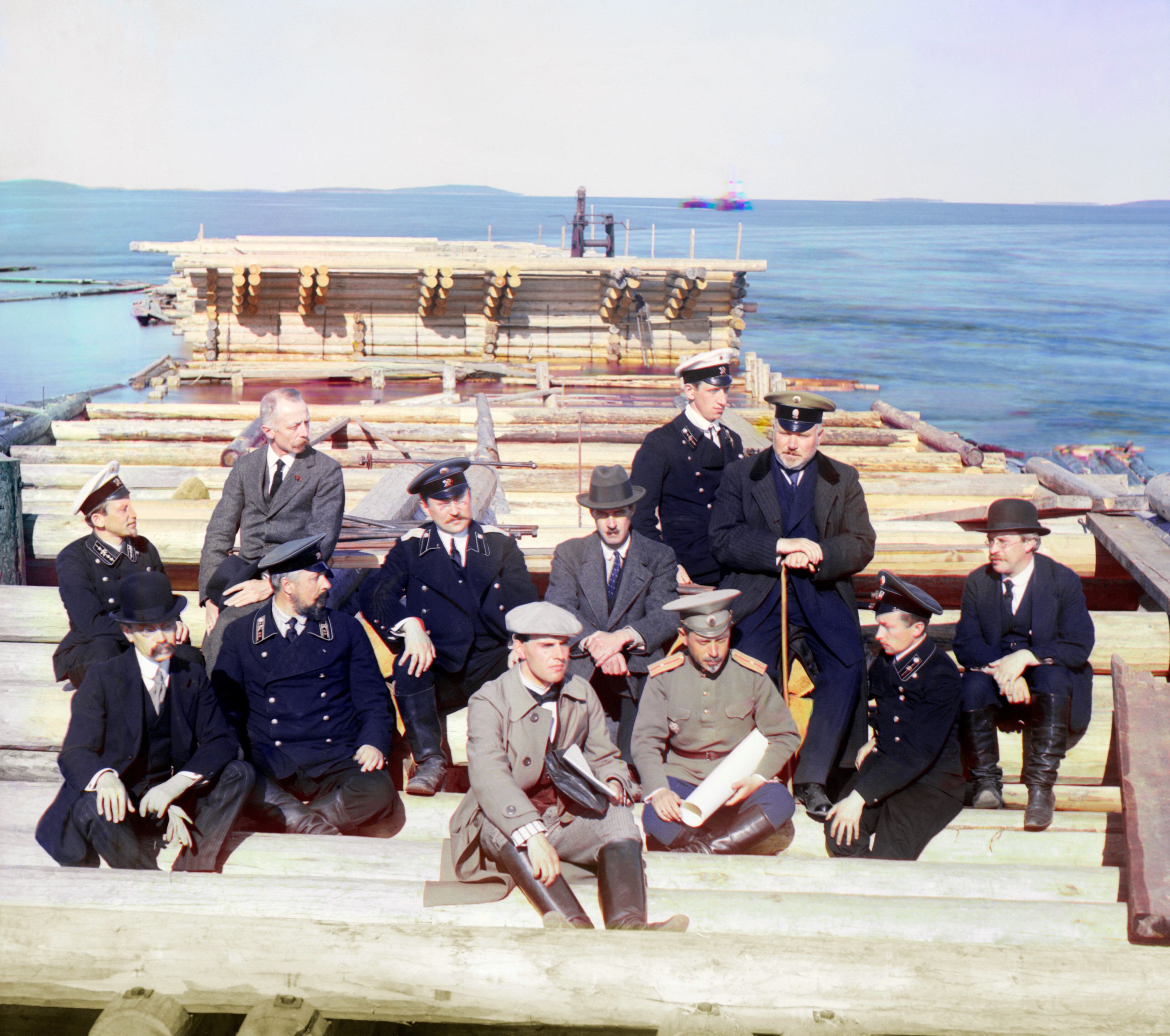 Группа участников железнодорожного строительства, 1915, фотограф Сергей Прокудин-Горский