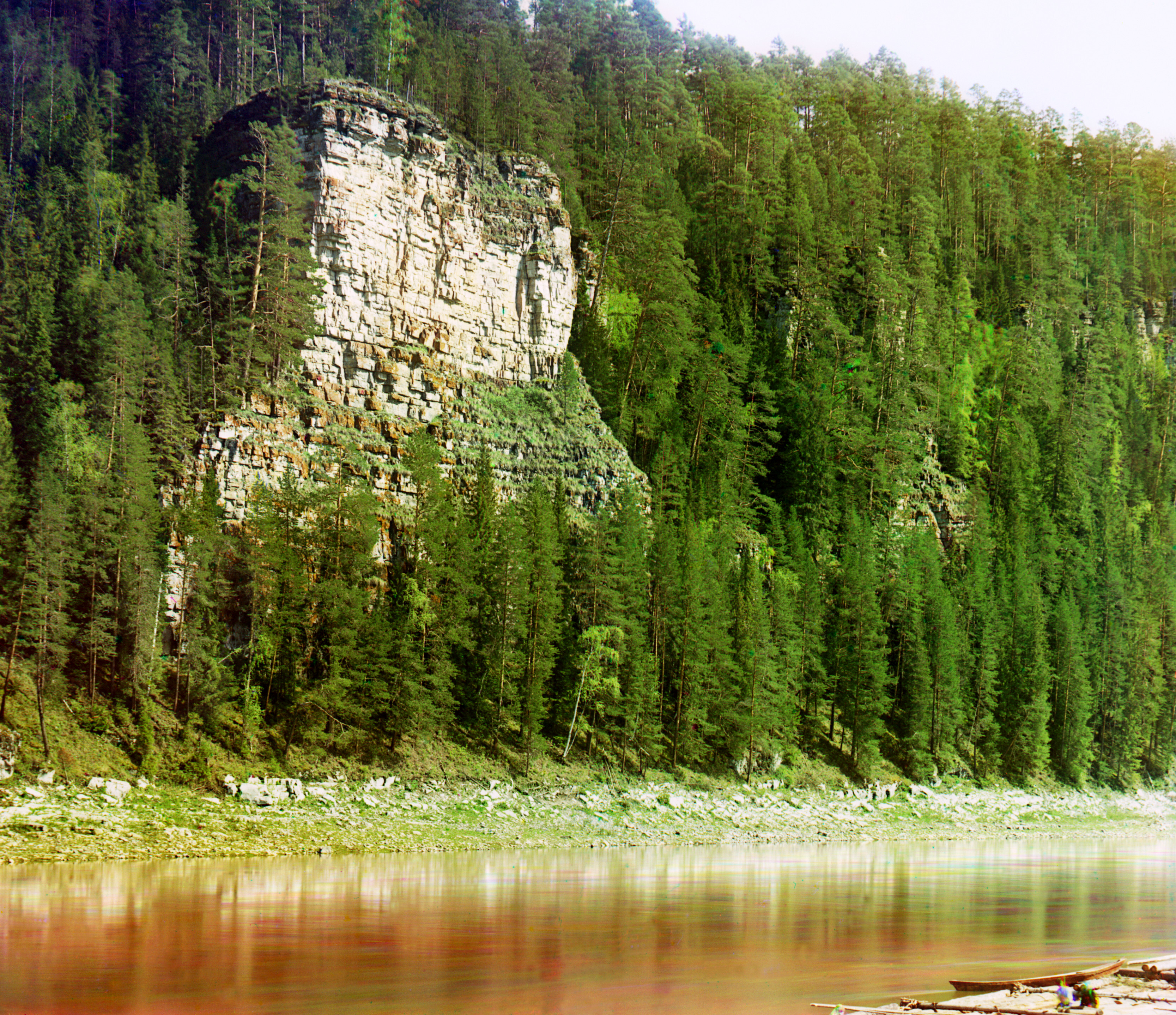 Кирпичный камень. Река Чусовая, 1912 г., фотограф Сергей Прокудин-Горский
