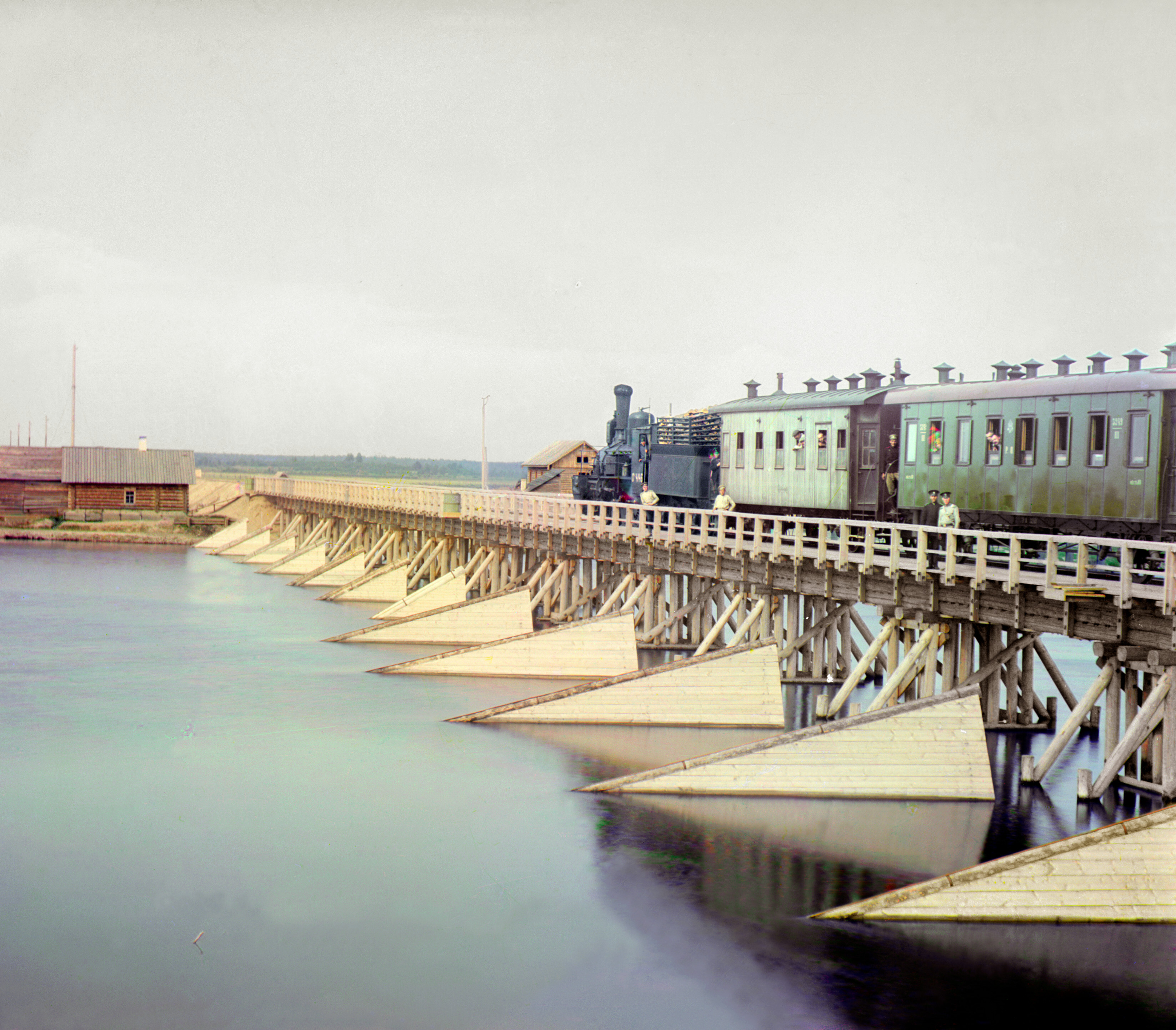 Железнодорожный мост через реку Шуя, 1915, фотограф Сергей Прокудин-Горский