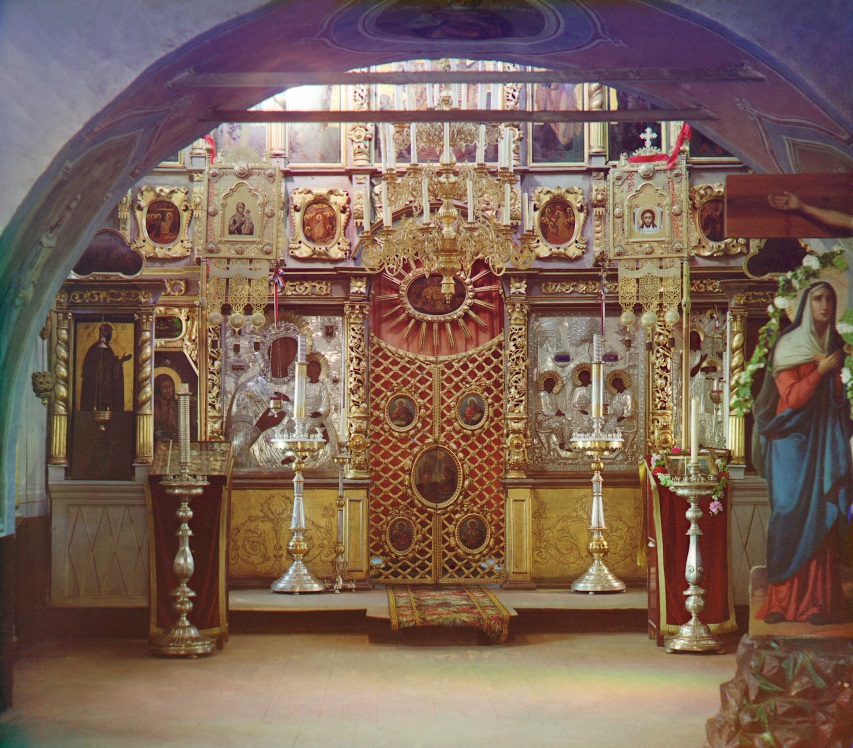 Иконостас в Бородинской церкви. Бородино, 1911., фотограф Сергей Прокудин-Горский