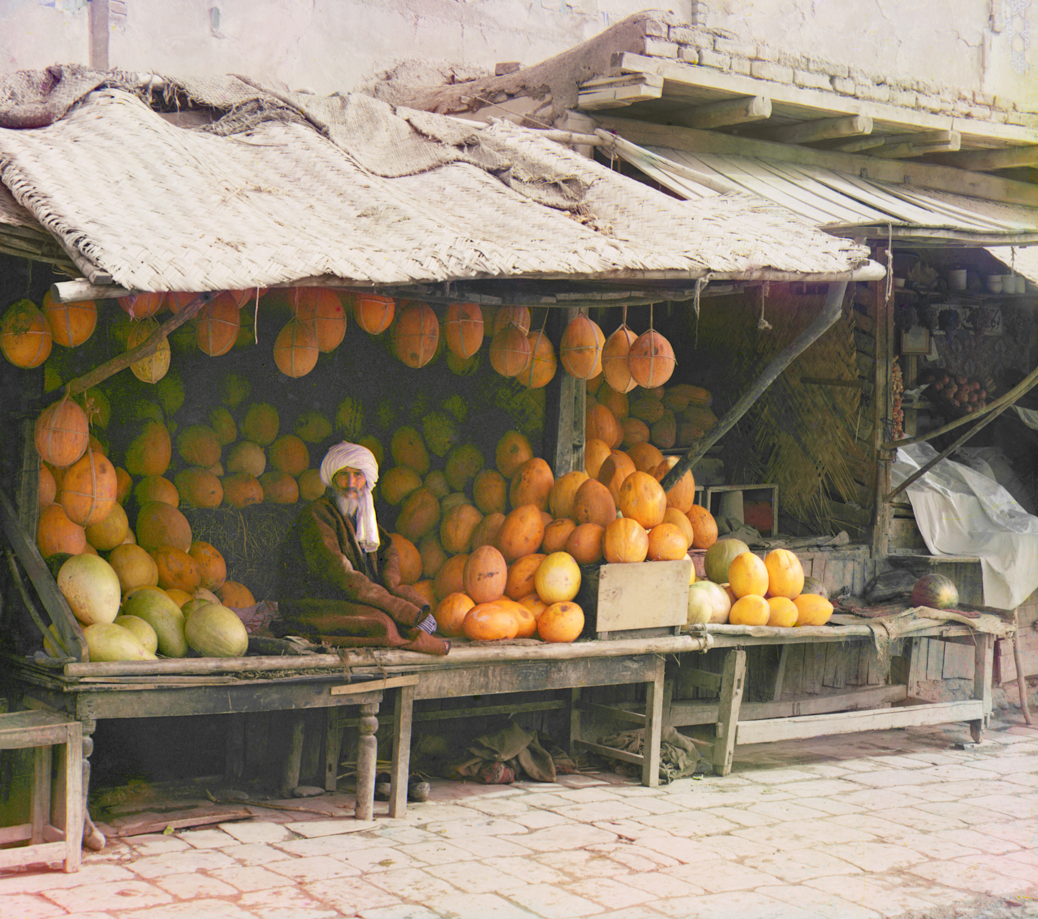 Продавец дыни. Самарканд, 1905-1915, фотограф Сергей Прокудин-Горский