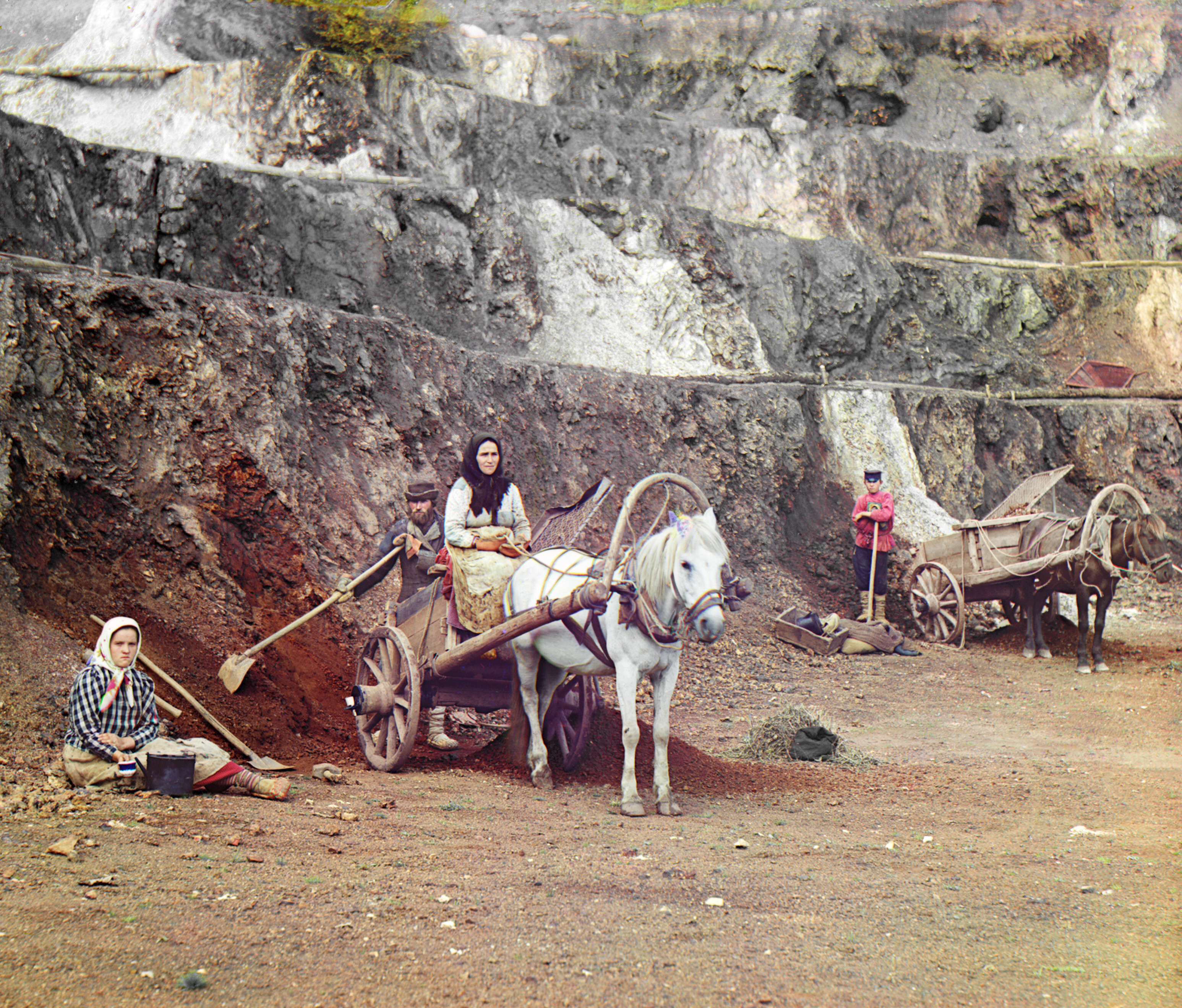 Работа на Бакальском руднике, 1910, фотограф Сергей Прокудин-Горский