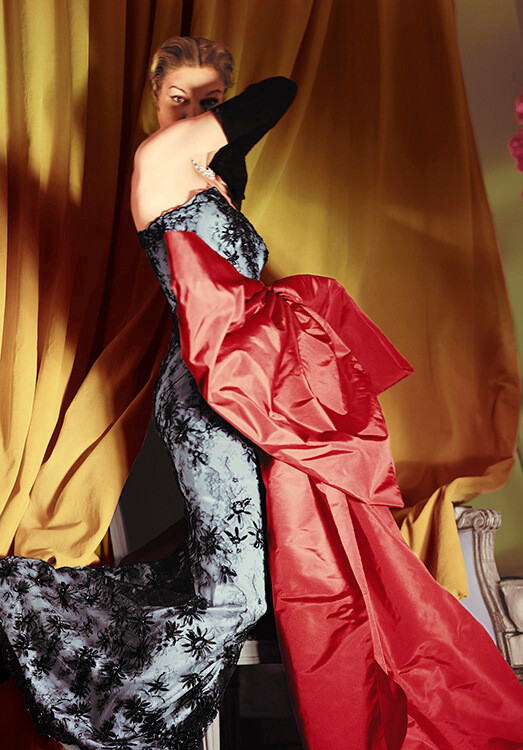 Джин Пэтчетт в платье Balenciaga для Vogue, май 1950 года. Фотограф Норман Паркинсон