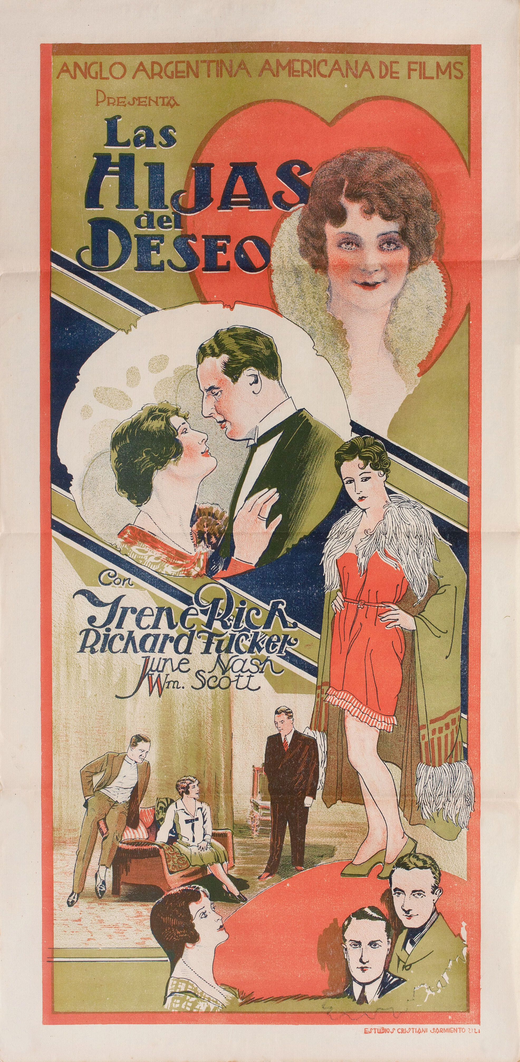 Дочери желания (Daughters of Desire, 1929), режиссёр Бертон Л. Кинг, постер к фильму в стиле ар-деко (Аргентина, 1929 год)