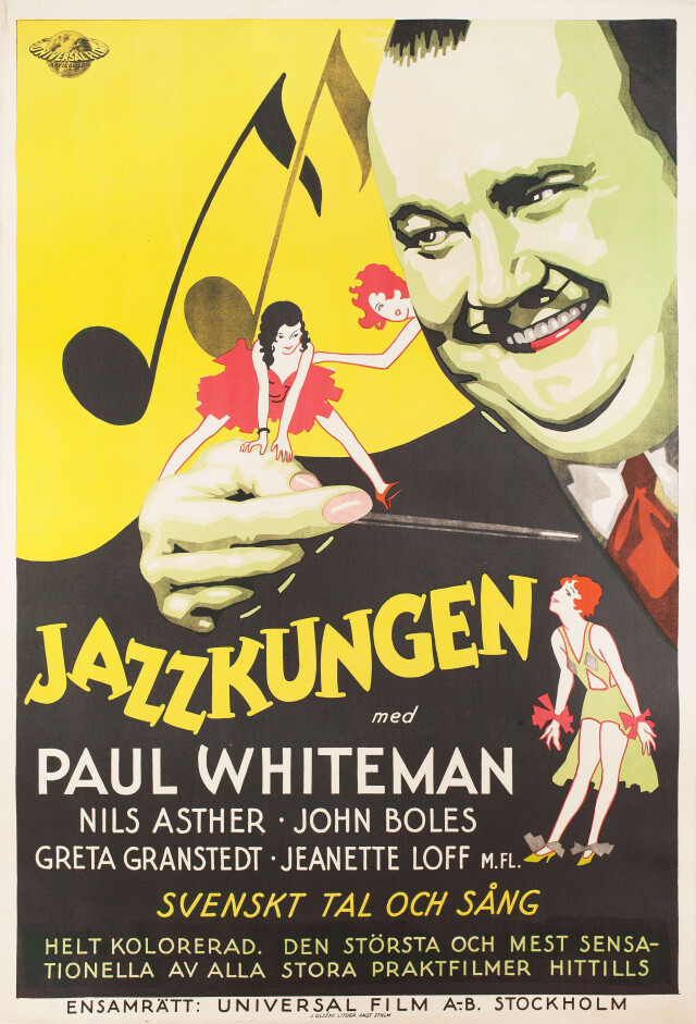 Король джаза (King of Jazz, 1930), режиссёр Джон Мюррей Андерсон, постер к фильму в стиле ар-деко (Швеция, 1930 год)
