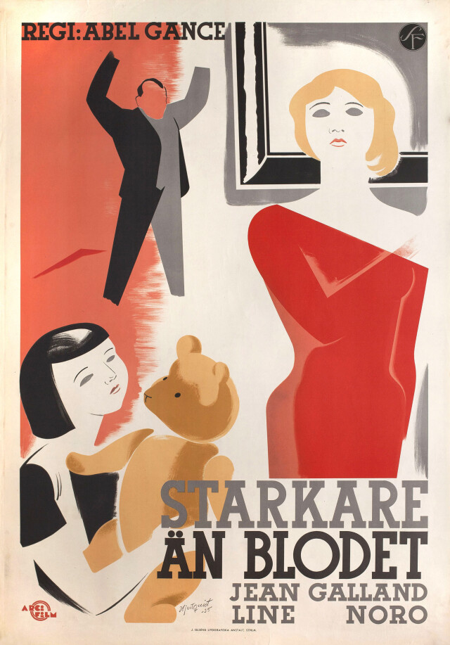 Матерь скорбящая (Mater dolorosa, 1933), режиссёр Абель Ганс, постер к фильму в стиле ар-деко (Швеция, 1933 год), автор Йертквист