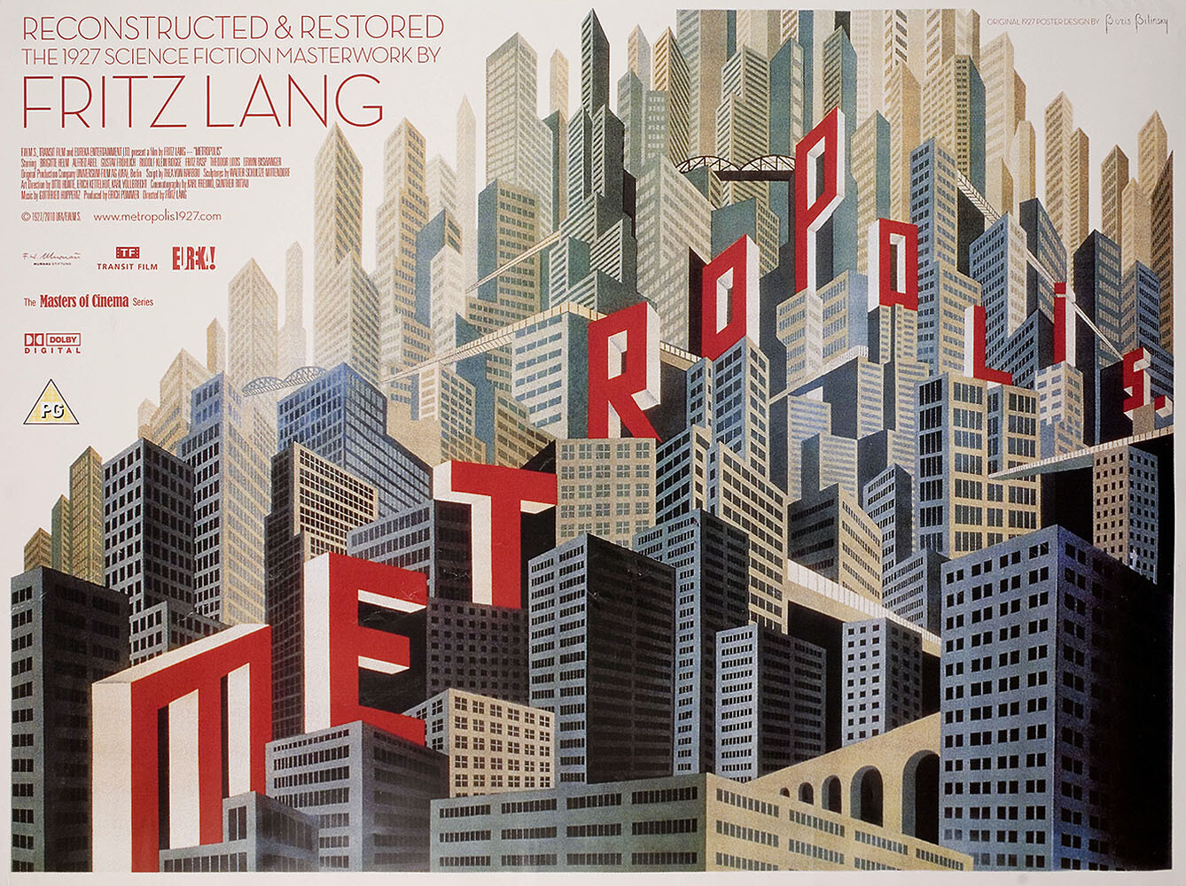 Метрополис (Metropolis, 1927), режиссёр Фриц Ланг, постер к фильму в стиле ар-деко (Британия, 2010 год), автор Борис Билинский