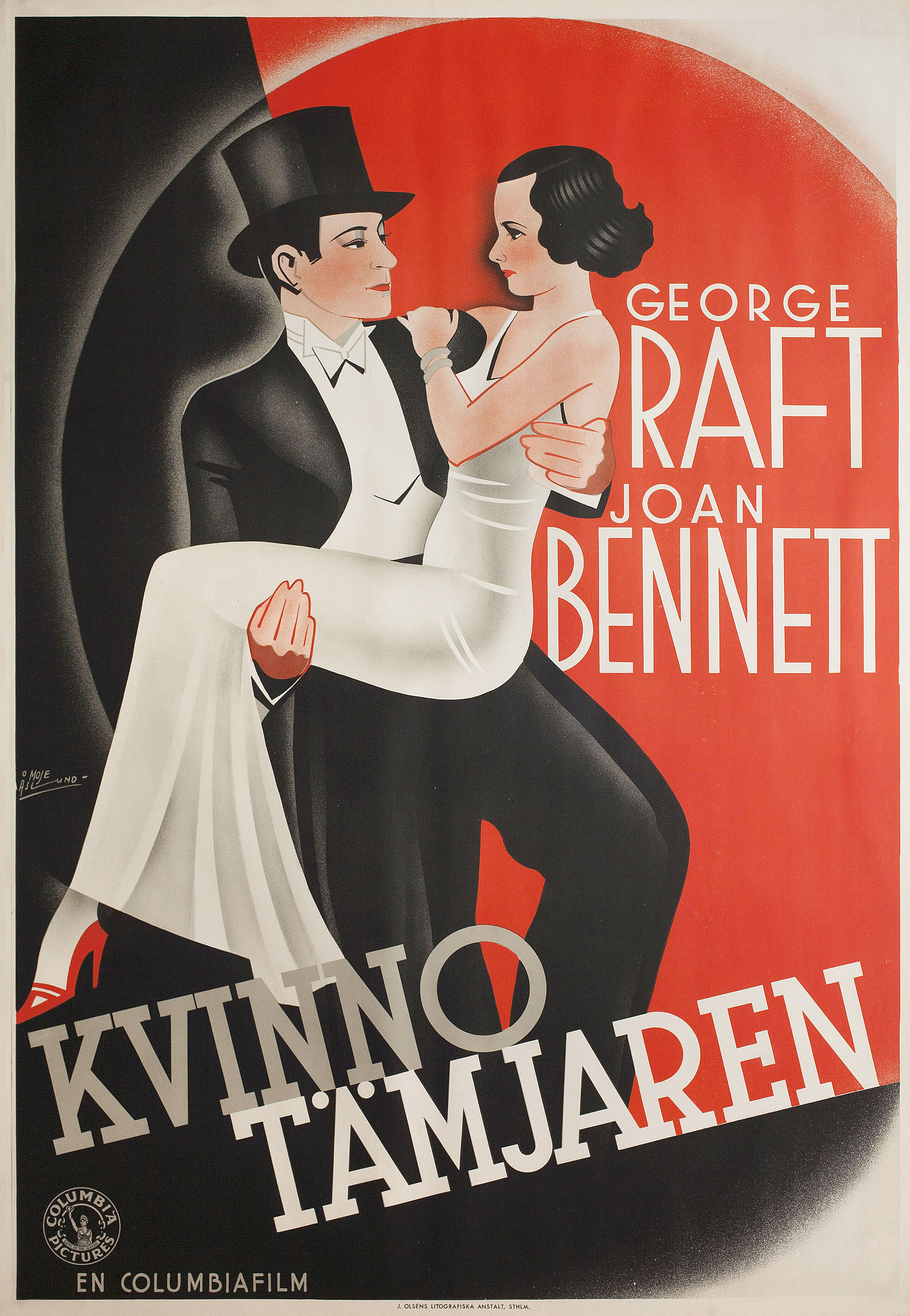 Она не могла взять это (She Couldnt Take It, 1935), режиссёр Тэй Гарнетт, постер к фильму в стиле ар-деко (Швеция, 1935 год), автор Джон Мориц Асл
