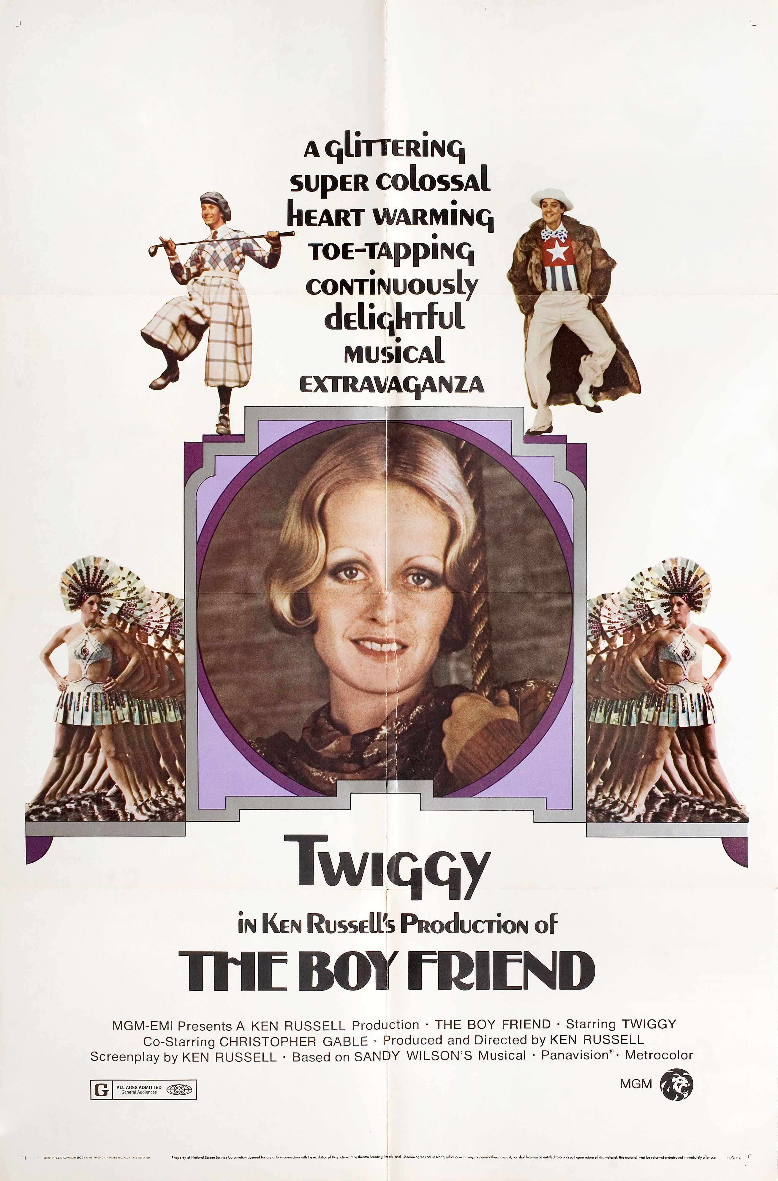 Приятель (The Boy Friend, 1971), режиссёр Кен Рассел, постер к фильму в стиле ар-деко (США, 1971 год)