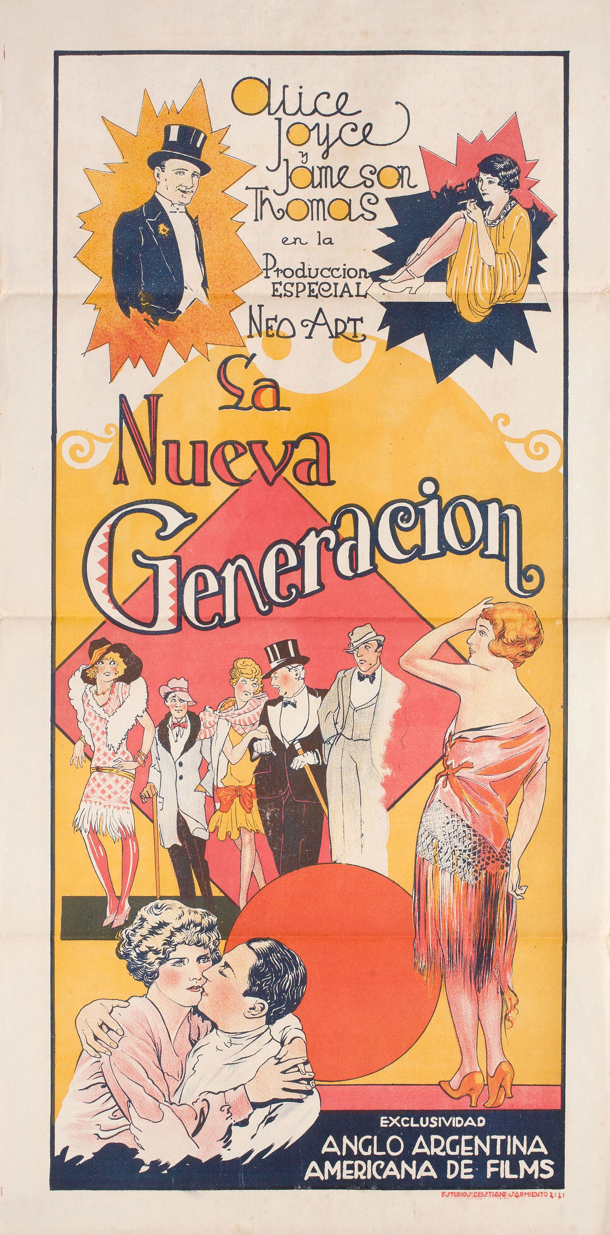 Подрастающее поколение (The Rising Generation, 1928), режиссёр Джордж Дьюхёрст, постер к фильму в стиле ар-деко (Аргентина, 1928 год)