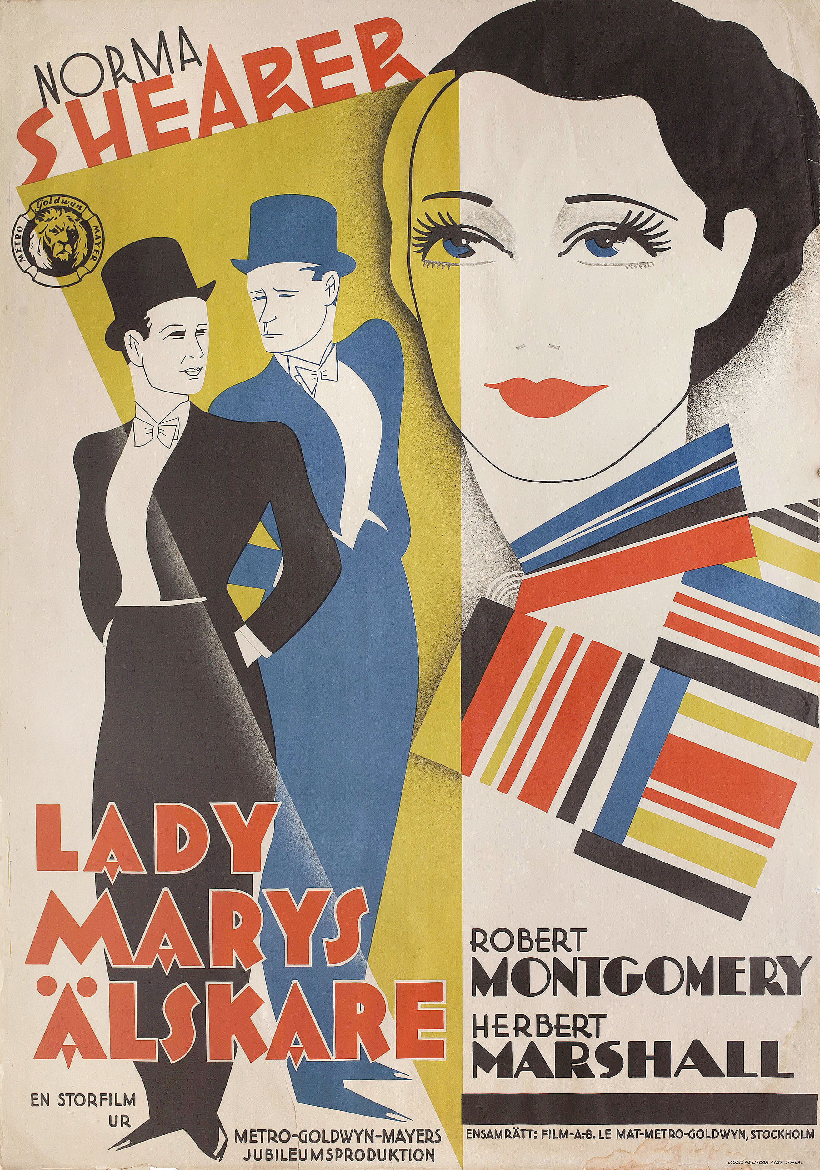 Риптид (Riptide, 1934), режиссёр Эдмунд Гулдинг, постер к фильму в стиле ар-деко (Швеция, 1934 год)
