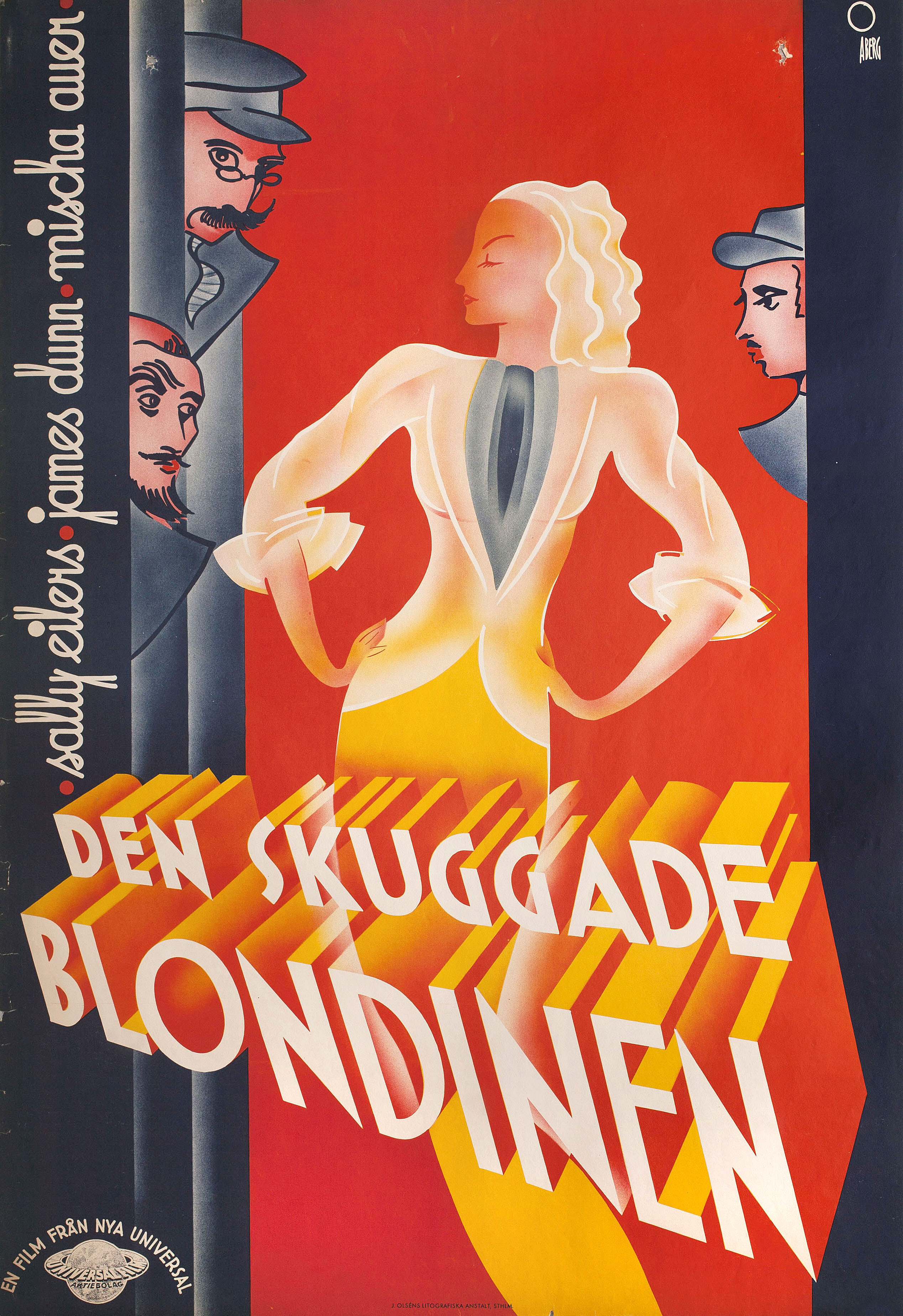 У нас есть свои моменты (We Have Our Moments, 1937), режиссёр Альфред Л. Веркер, постер к фильму в стиле ар-деко (Швеция, 1937 год), автор Госта Абе