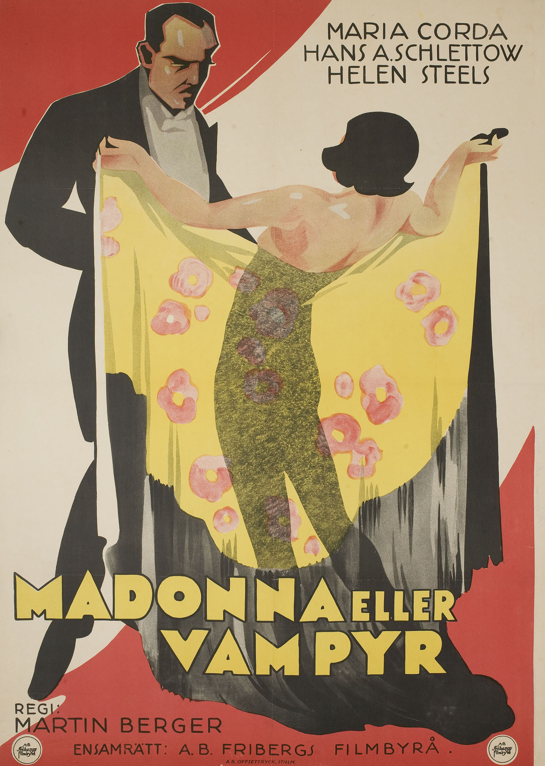 Хайлиге одер Дирн (Heilige oder Dirne, 1929), режиссёр Мартин Бергер, постер к фильму в стиле ар-деко (Швеция, 1929 год)