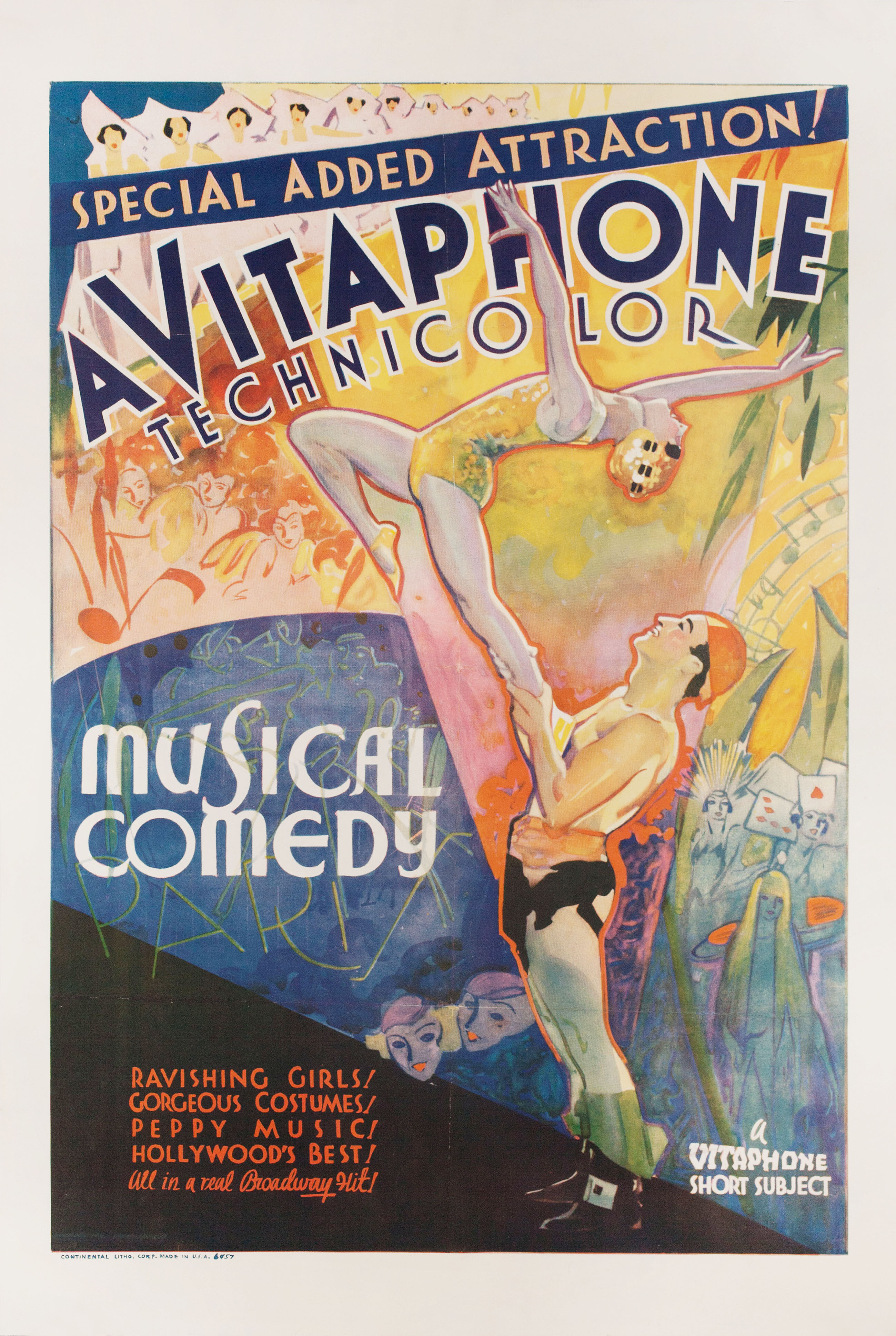 Яркая музыкальная комедия Vitaphone (A Vitaphone Technicolor Musical Comedy, 1933), постер к фильму в стиле ар-деко (США, 1933 год)