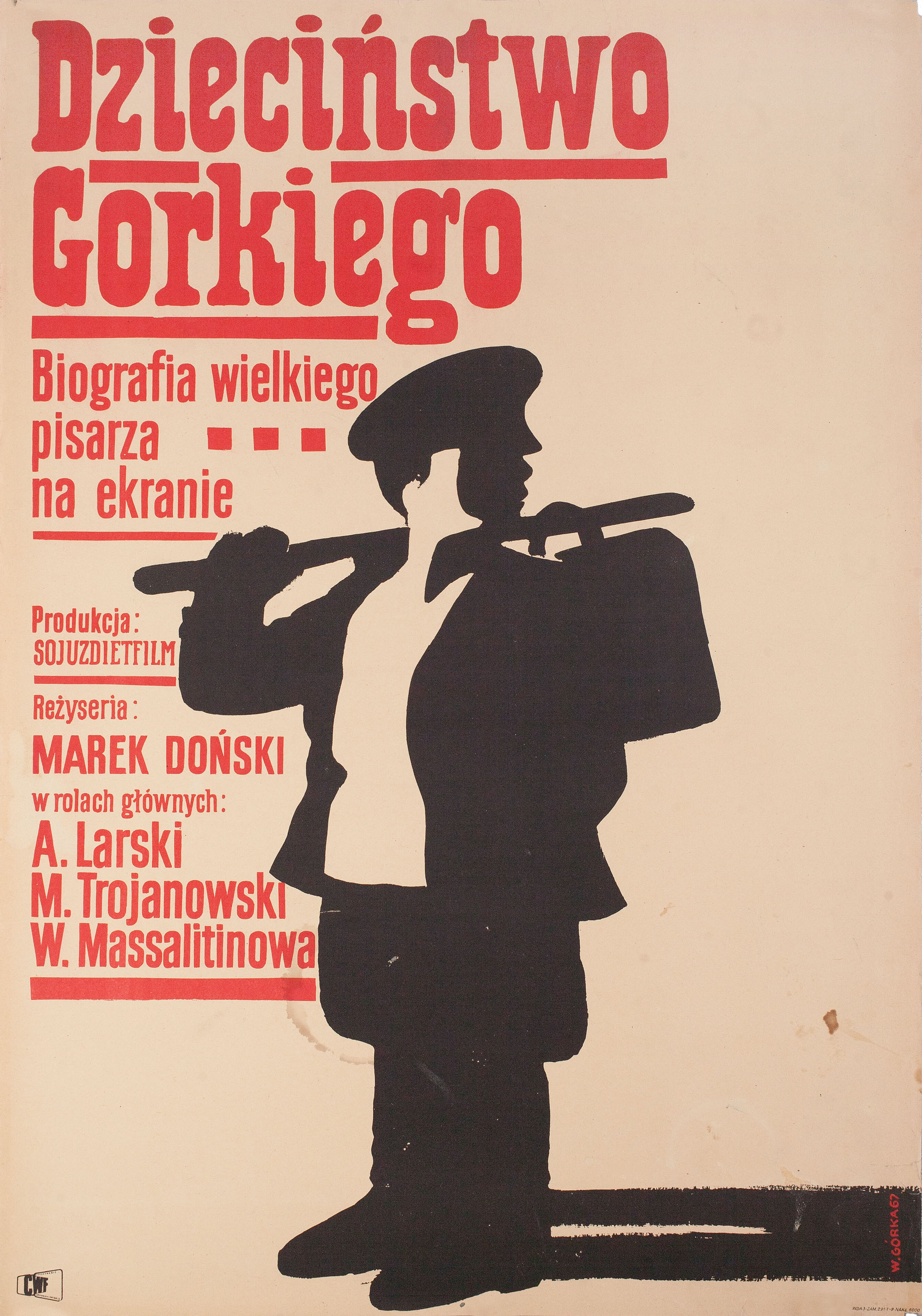 Детство Горького (режиссёр Марк Донской, 1938), польский постер к фильму, автор Виктор Горка, 1967 год