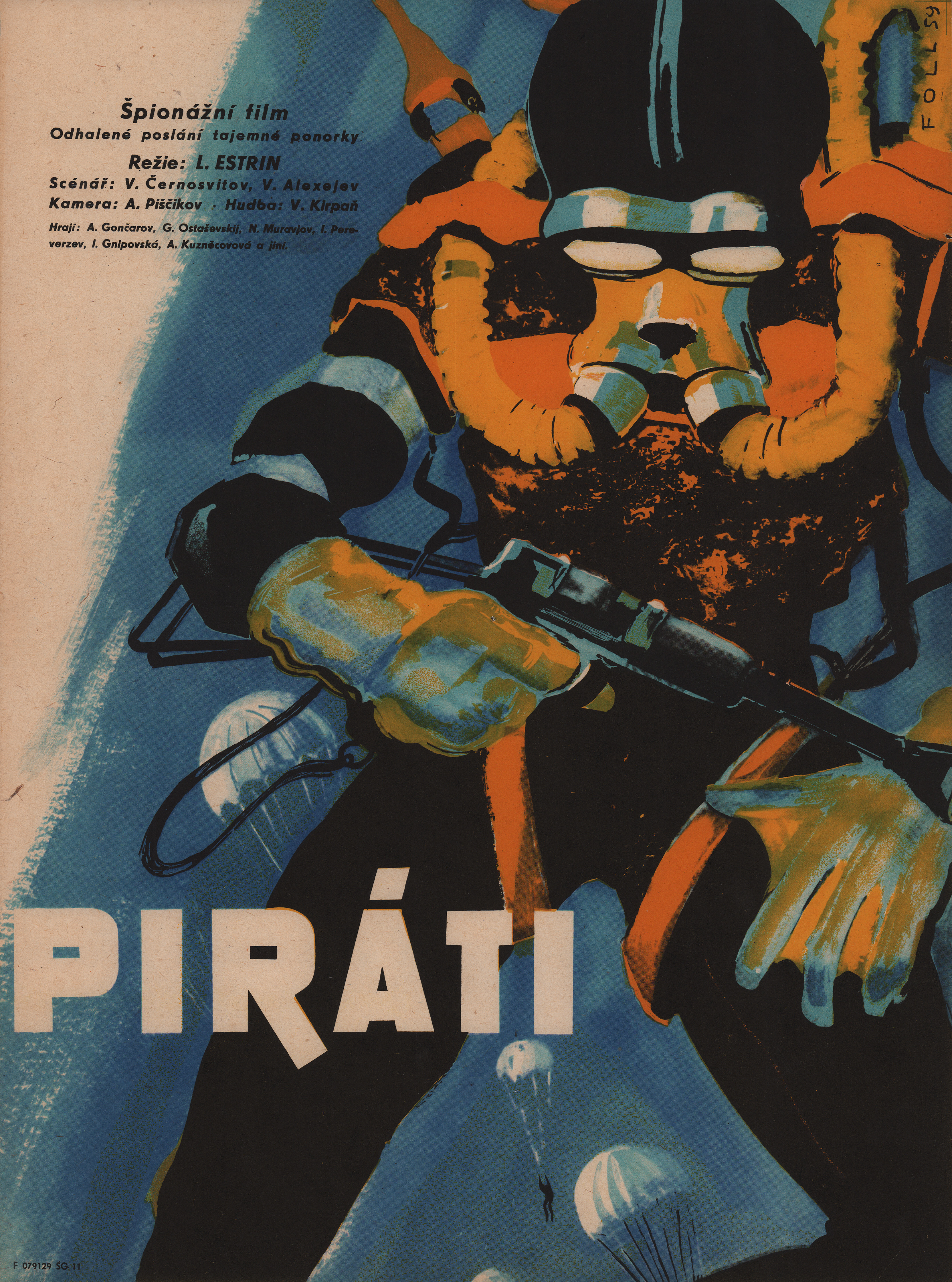 Голубая стрела (режиссёр Леонид Эстрин, 1958), чехословацкий постер к фильму, автор Фолль Доброслав, 1959 год