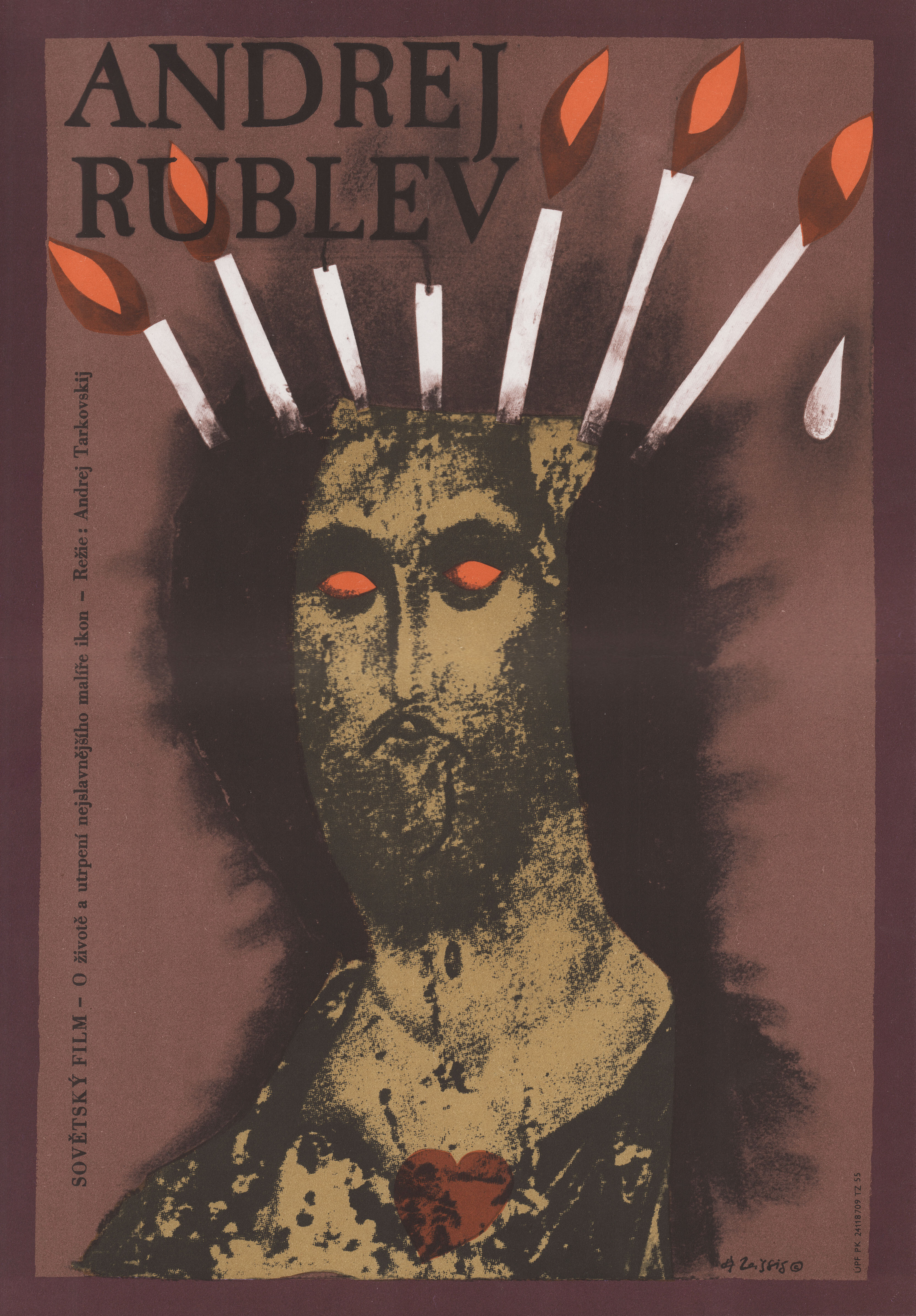 Андрей Рублёв (режиссёр Андрей Тарковский, 1966), чехословацкий постер к фильму, автор Карел Тейссиг, 1987 год