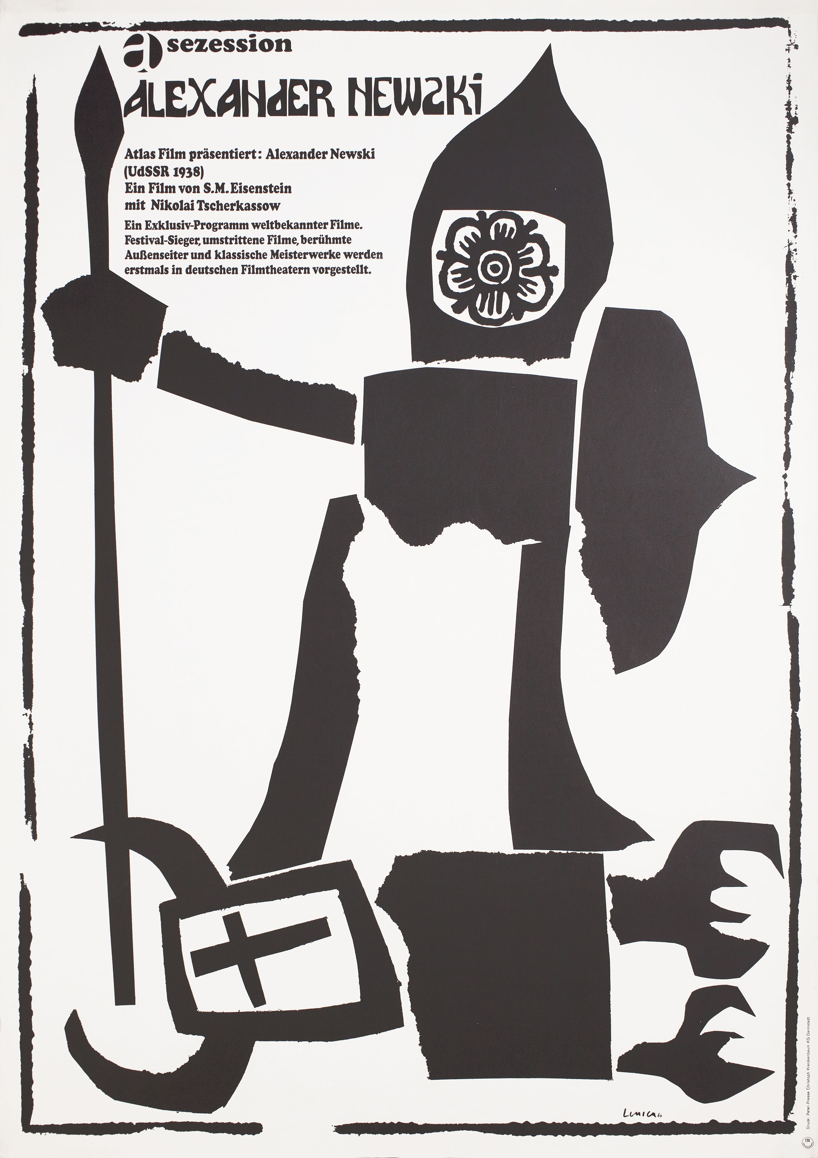 Александр Невский (режиссёр Сергей Михайлович Эйзенштейн, 1938), немецкий (ФРГ) постер к фильму, автор Ян Леница, 1965 год