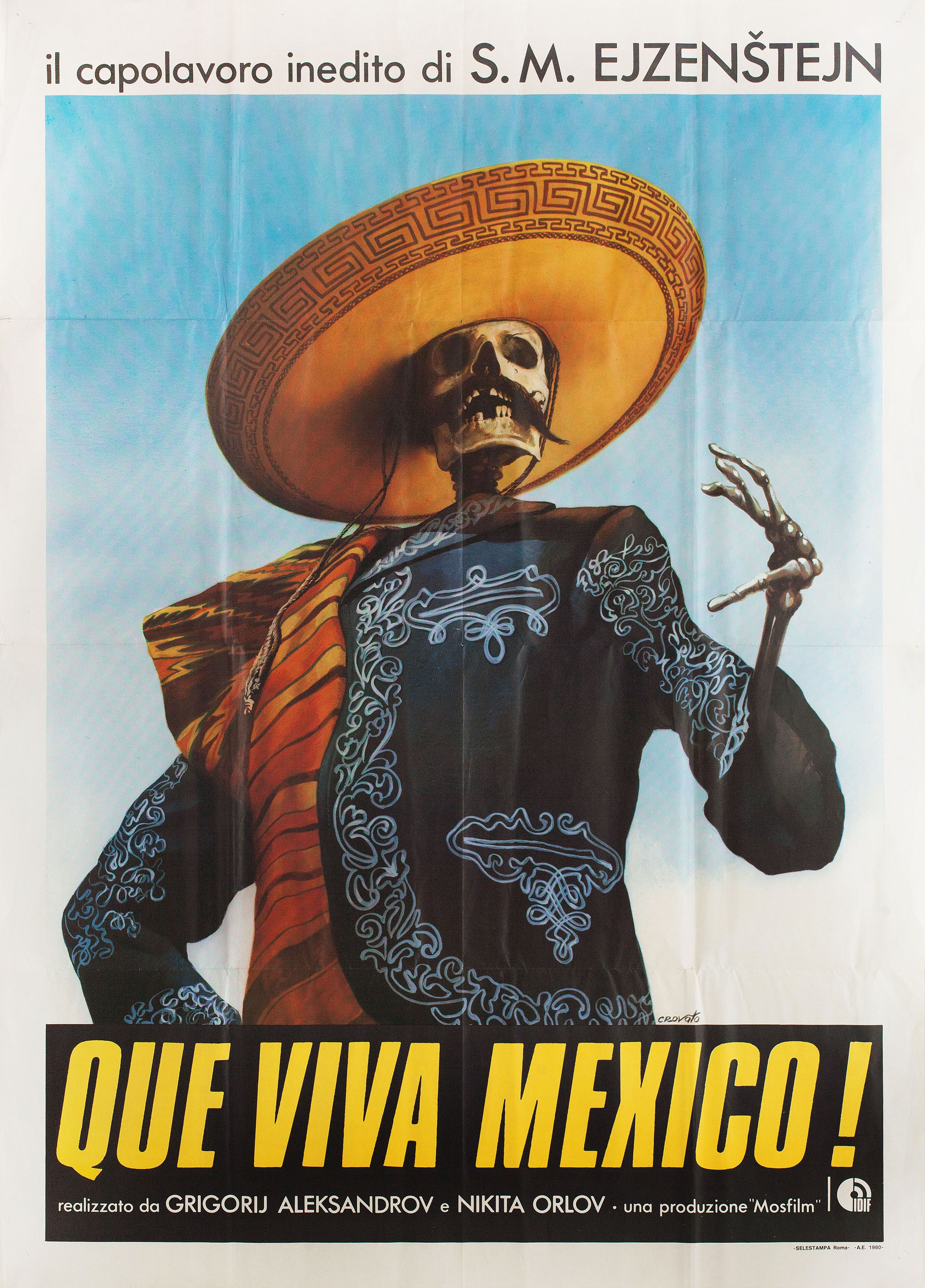 Да здравствует Мексика! (режиссёр Сергей Михайлович Эйзенштейн, 1979), итальянский постер к фильму, автор Лучано Лука Кровато, 1980 год (1)