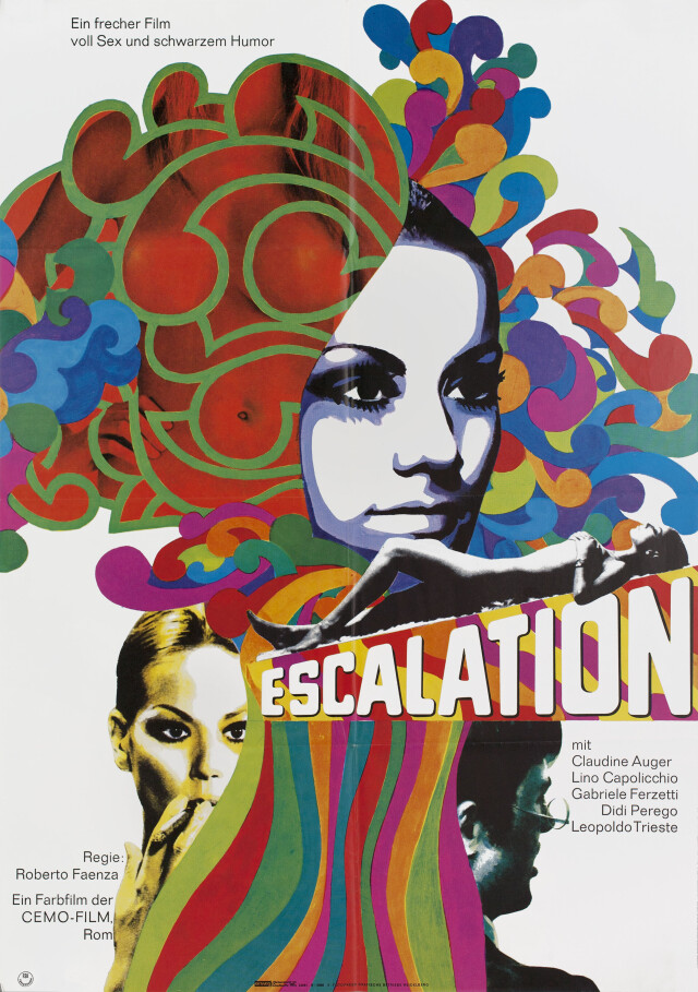 Эскалация (Escalation, 1968), режиссёр Роберто Фаэнца, немецкий (ФРГ) постер к фильму (психоделическое искусство, 1968 год)